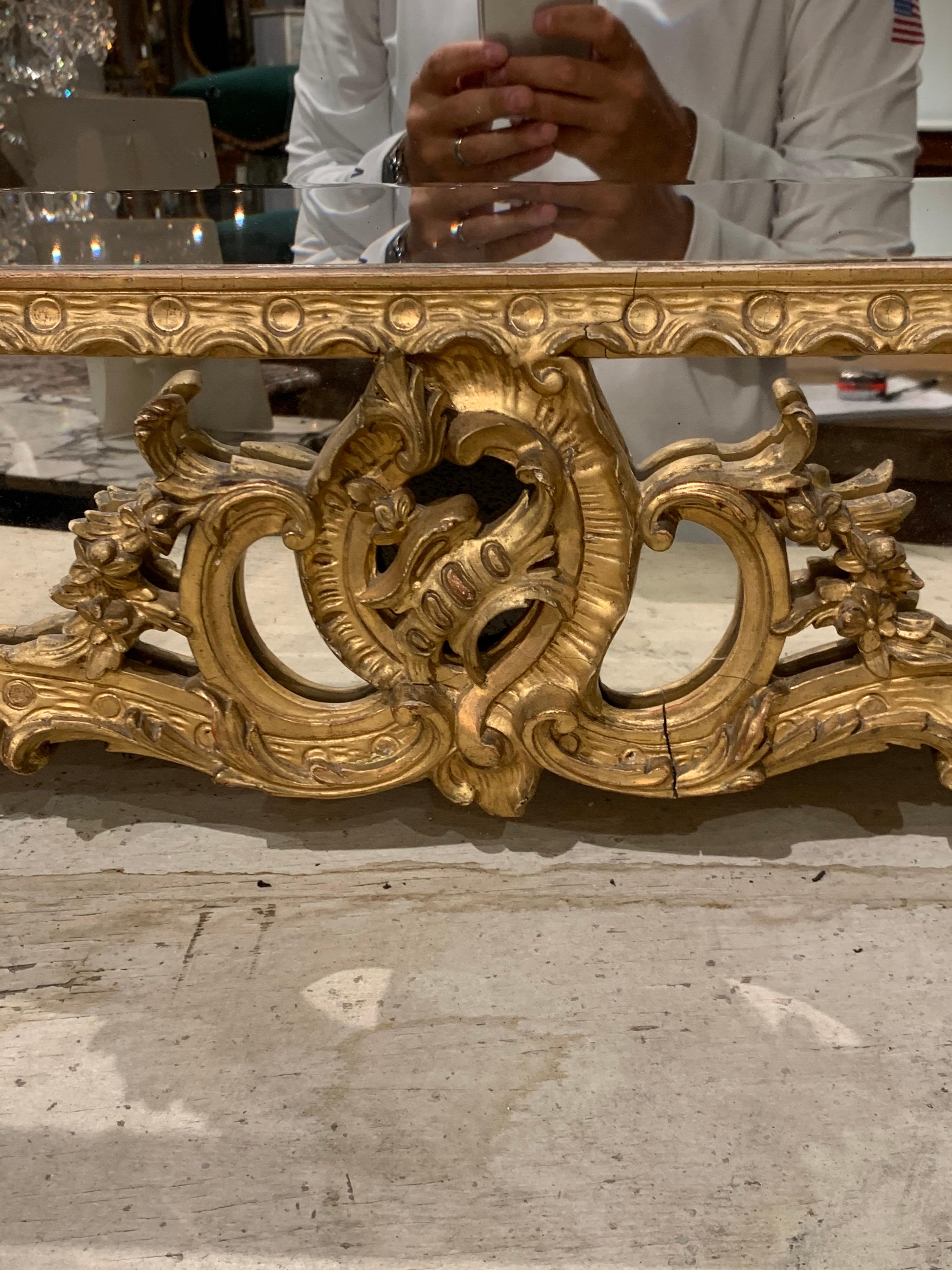 19th Century French Carved Giltwood Rococo Mirror 4