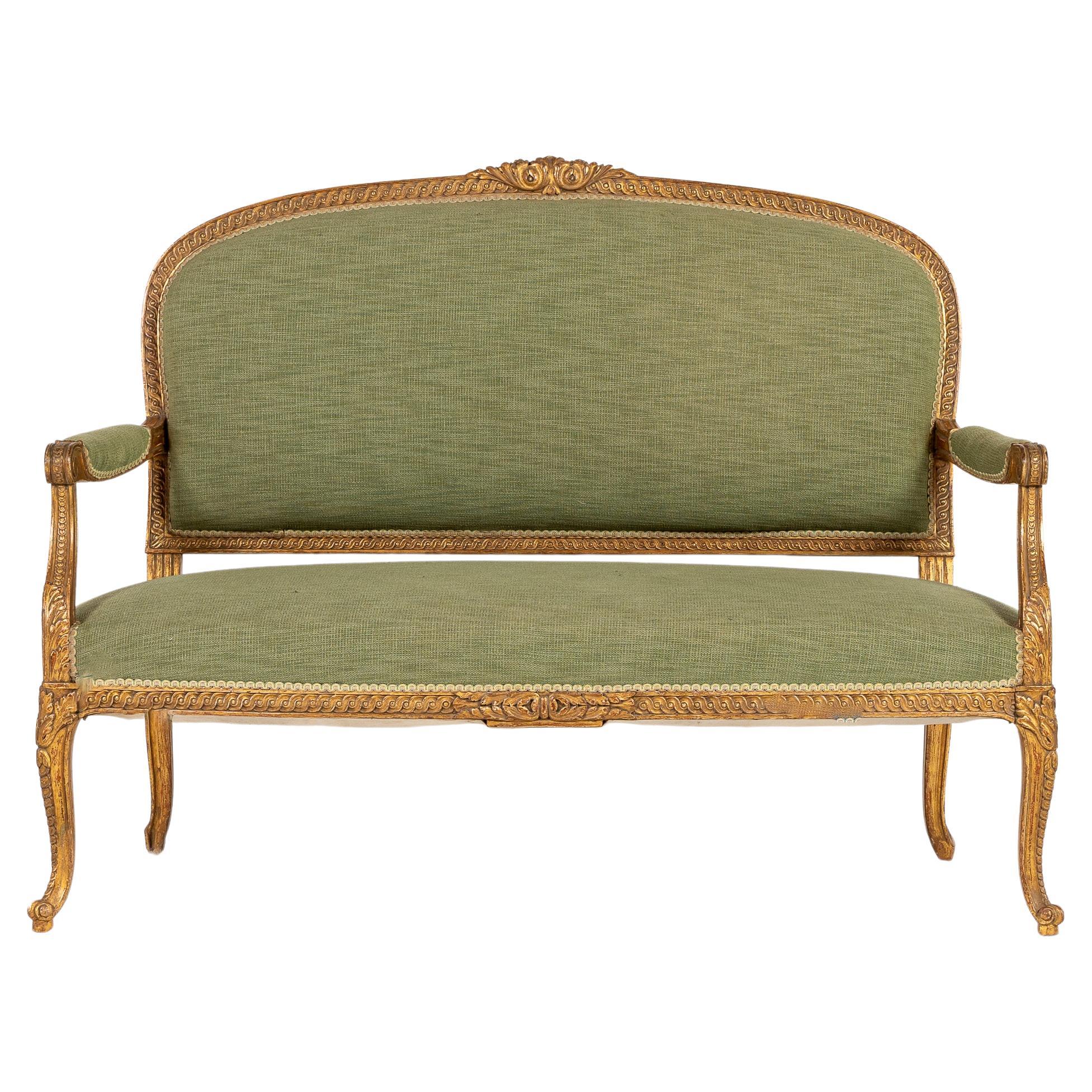 19th Century French Carved Giltwood Sofa