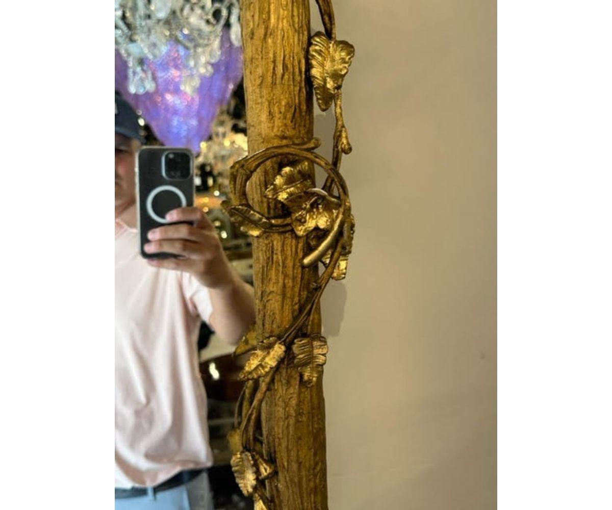 19th Century French Carved Giltwood Tree Form Narrow Mirror For Sale 1