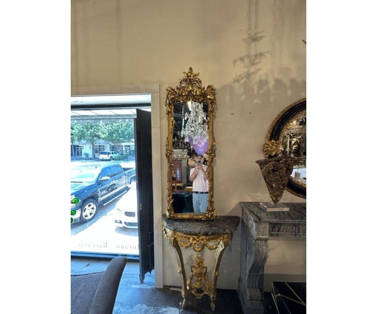 19th Century French Carved Giltwood Tree Form Narrow Mirror For Sale 4