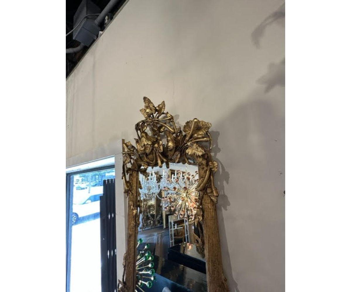 19th Century French Carved Giltwood Tree Form Narrow Mirror For Sale 5
