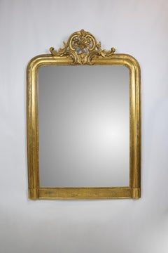 19th Century French Carved Golden fireplace mirror