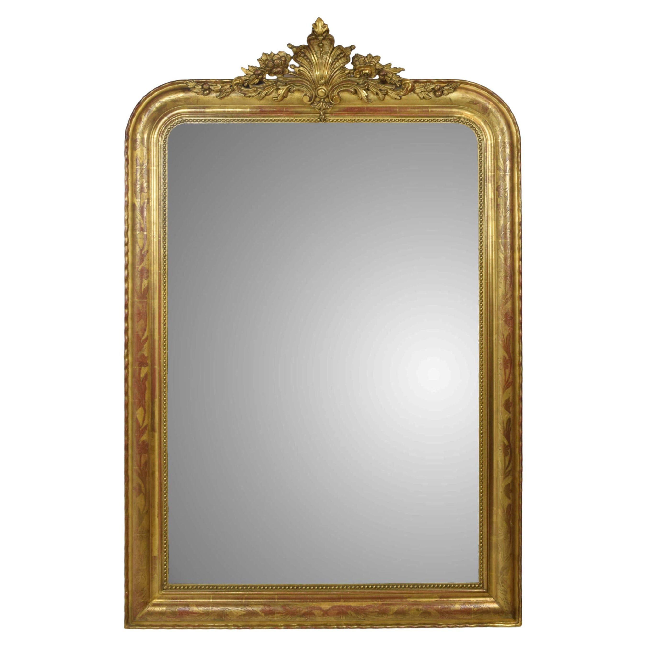 19th Century French Carved Golden Wall Mirror