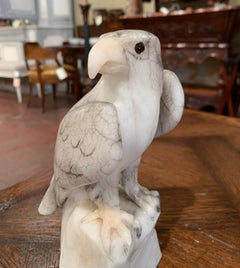 19th Century French Carved Grey and White Marble Eagle