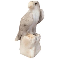 19th Century French Carved Grey and White Marble Eagle