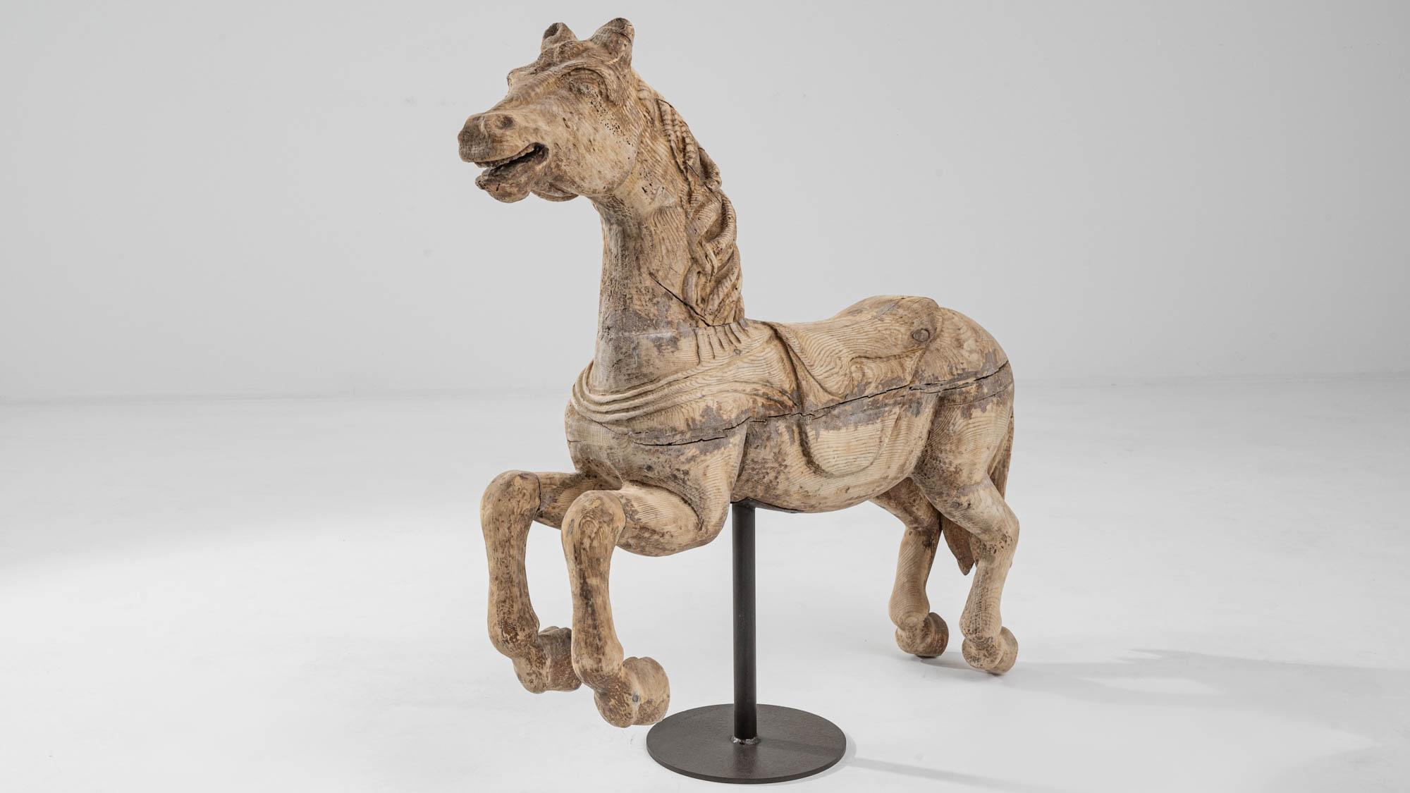 19th Century French Carved Horse on Metal Stand For Sale 3