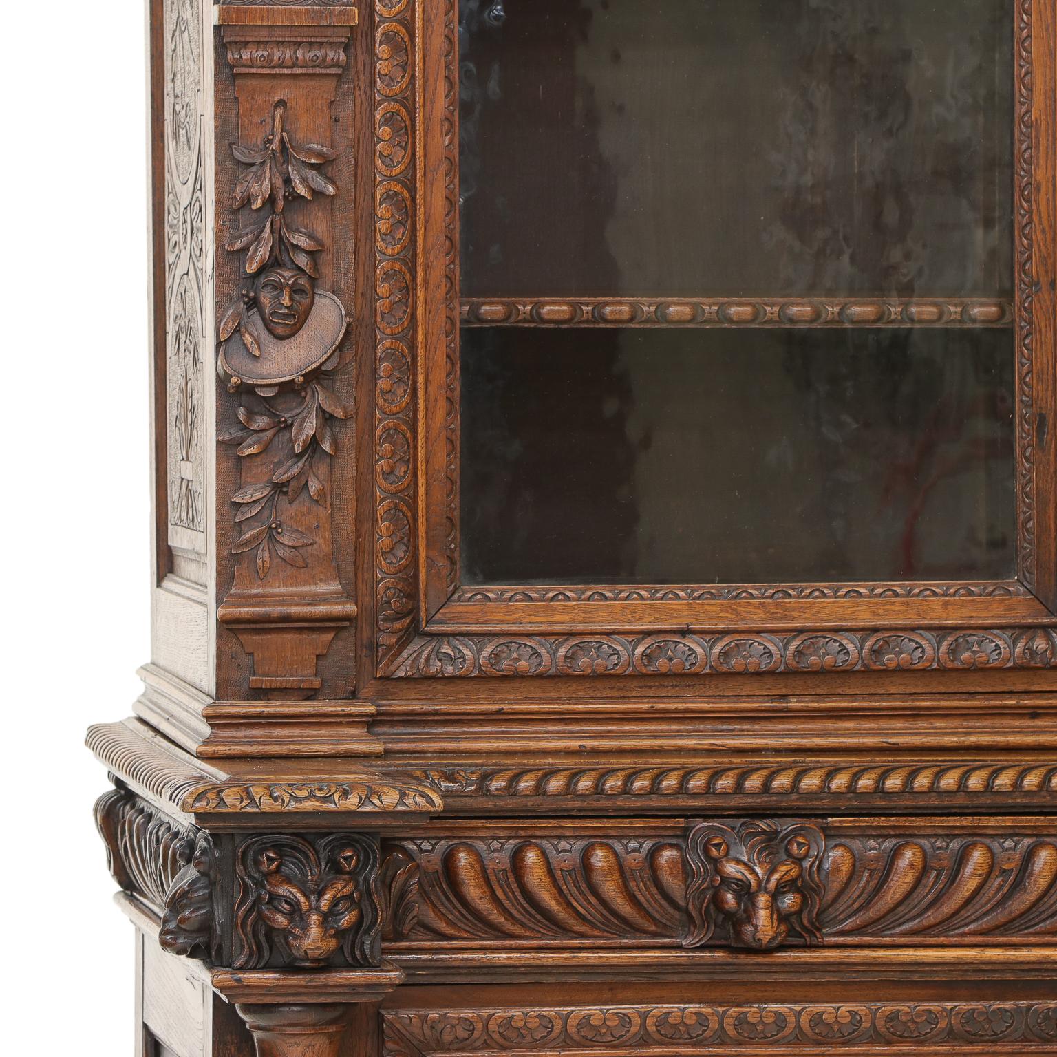 Renaissance 19th Century French Carved Hunting Lodge Cabinet