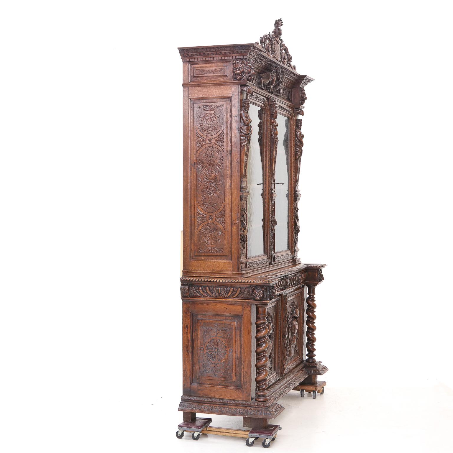 19th Century French Carved Hunting Lodge Cabinet 1
