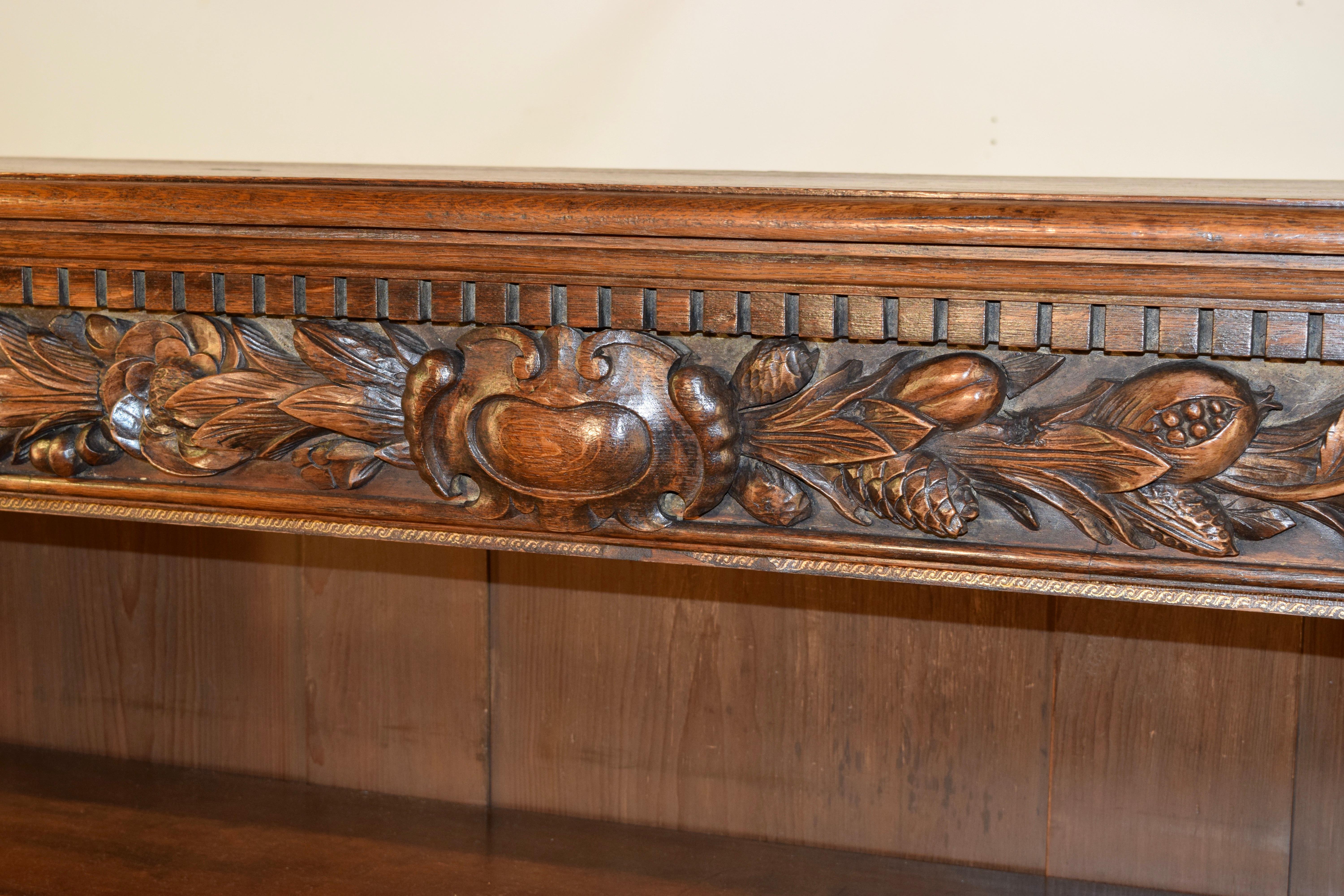 Oak 19th Century French Carved Large Bookcase