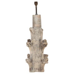 19th Century French Carved Limestone Gothic Architectural Fragment Table Lamp