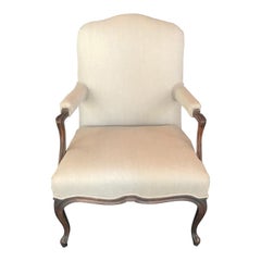 19th Century French Carved Louis XV Style Walnut Arm Club Chair