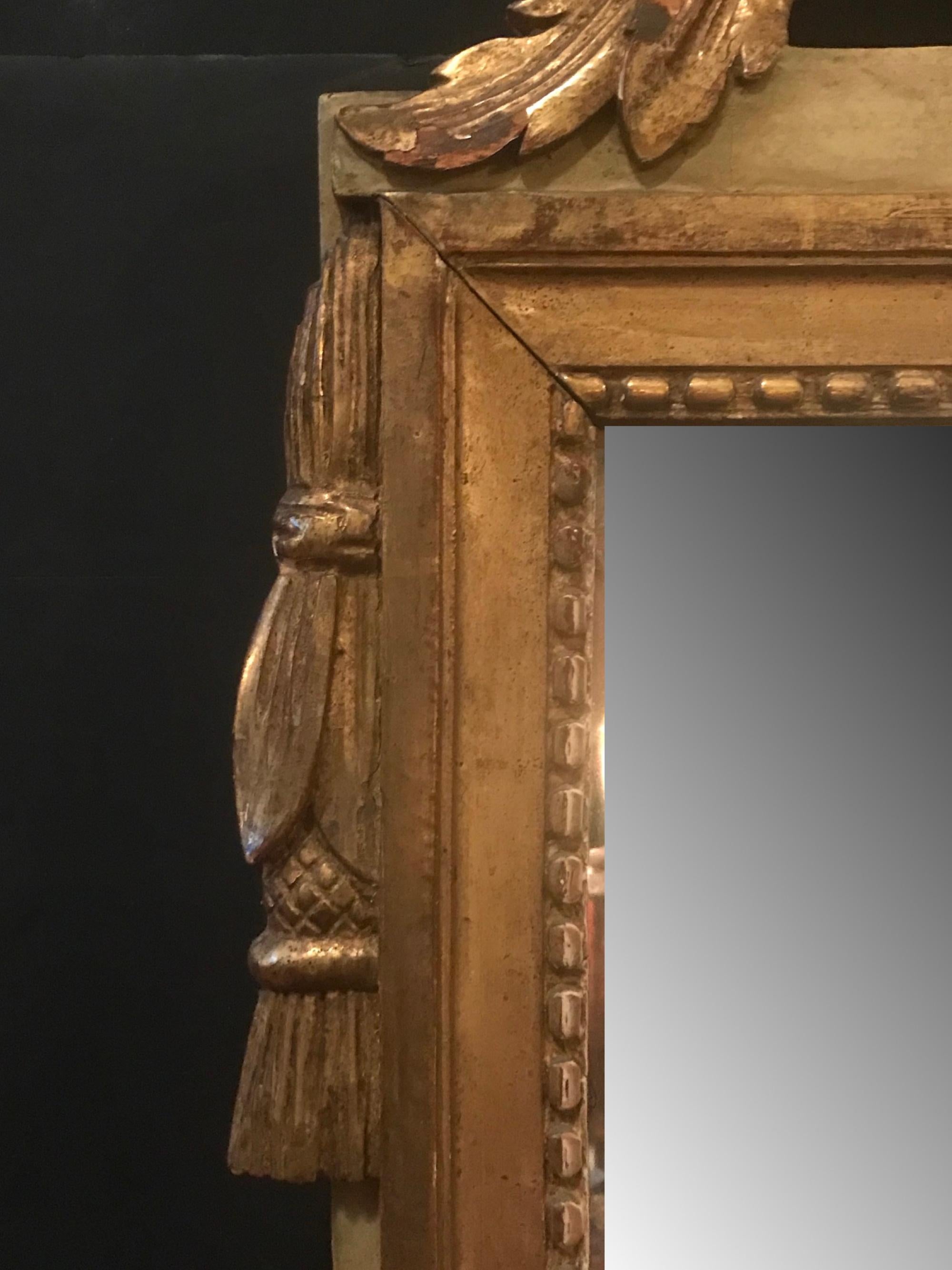 19th Century French Carved Louis XVI Style Musical Instruments Giltwood Mirror 1