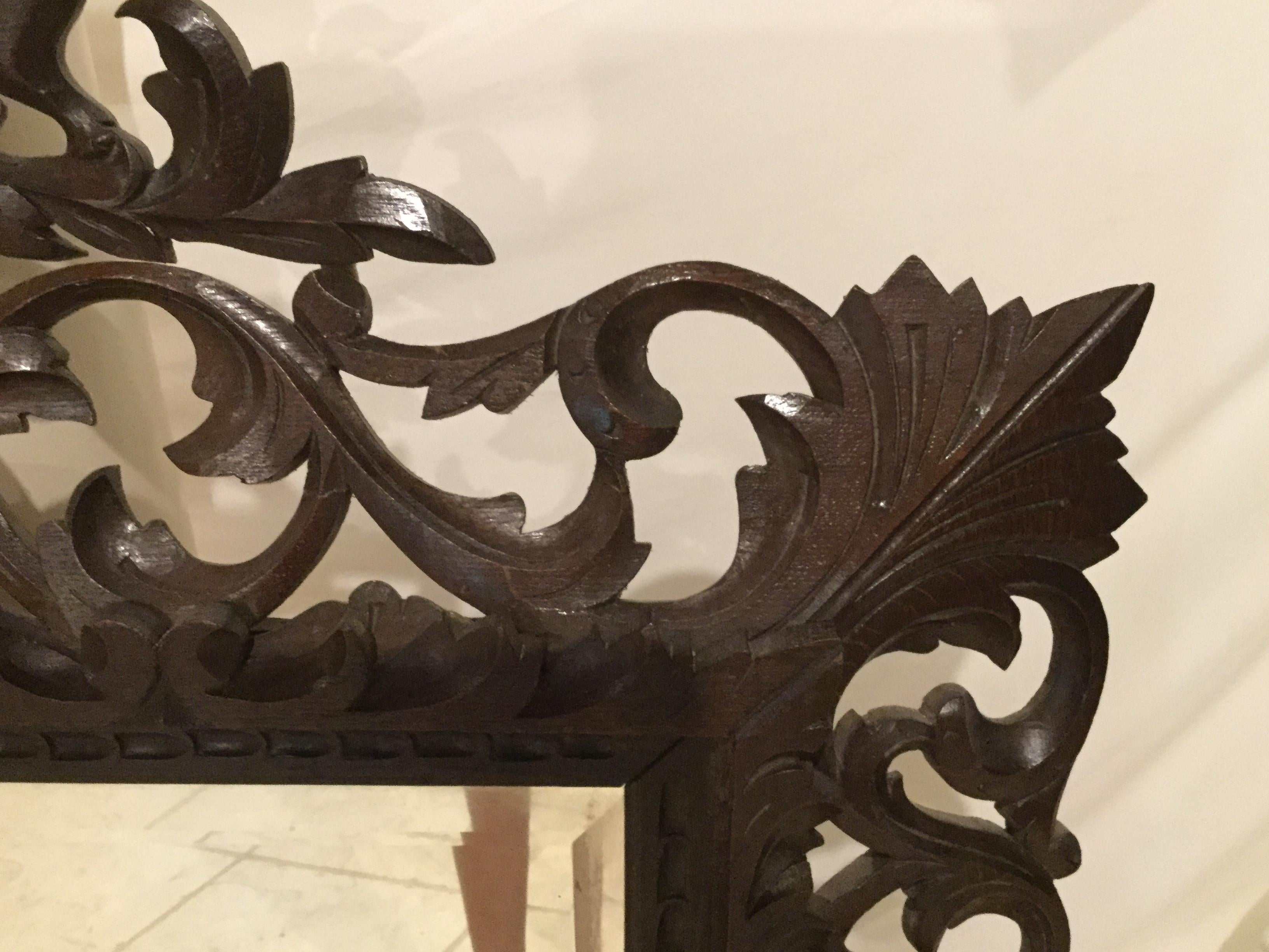 Beveled 19th Century French Carved Mirror For Sale