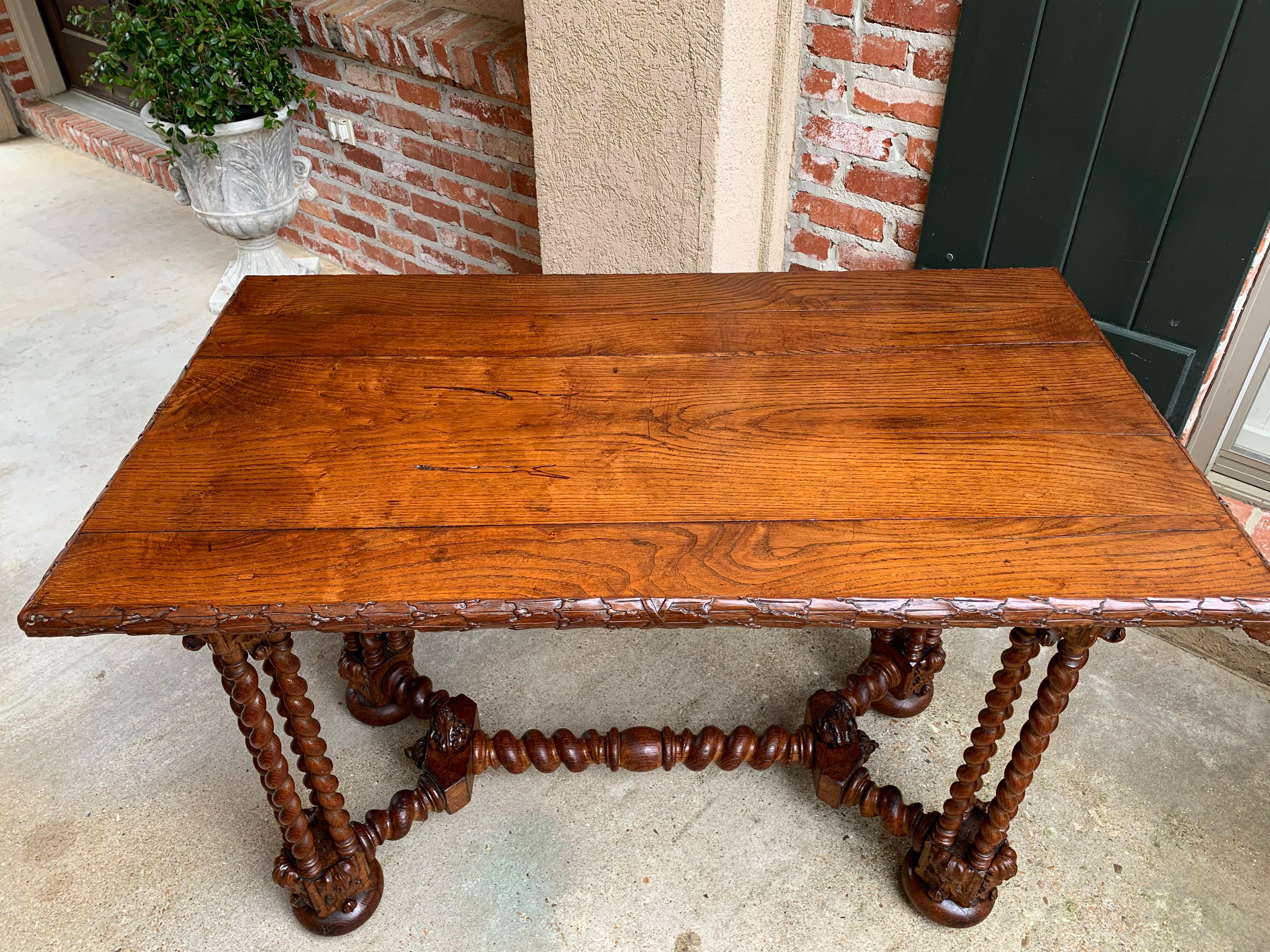 19th Century French Carved Oak Barley Twist Sofa Table Corinthian Renaissance For Sale 5