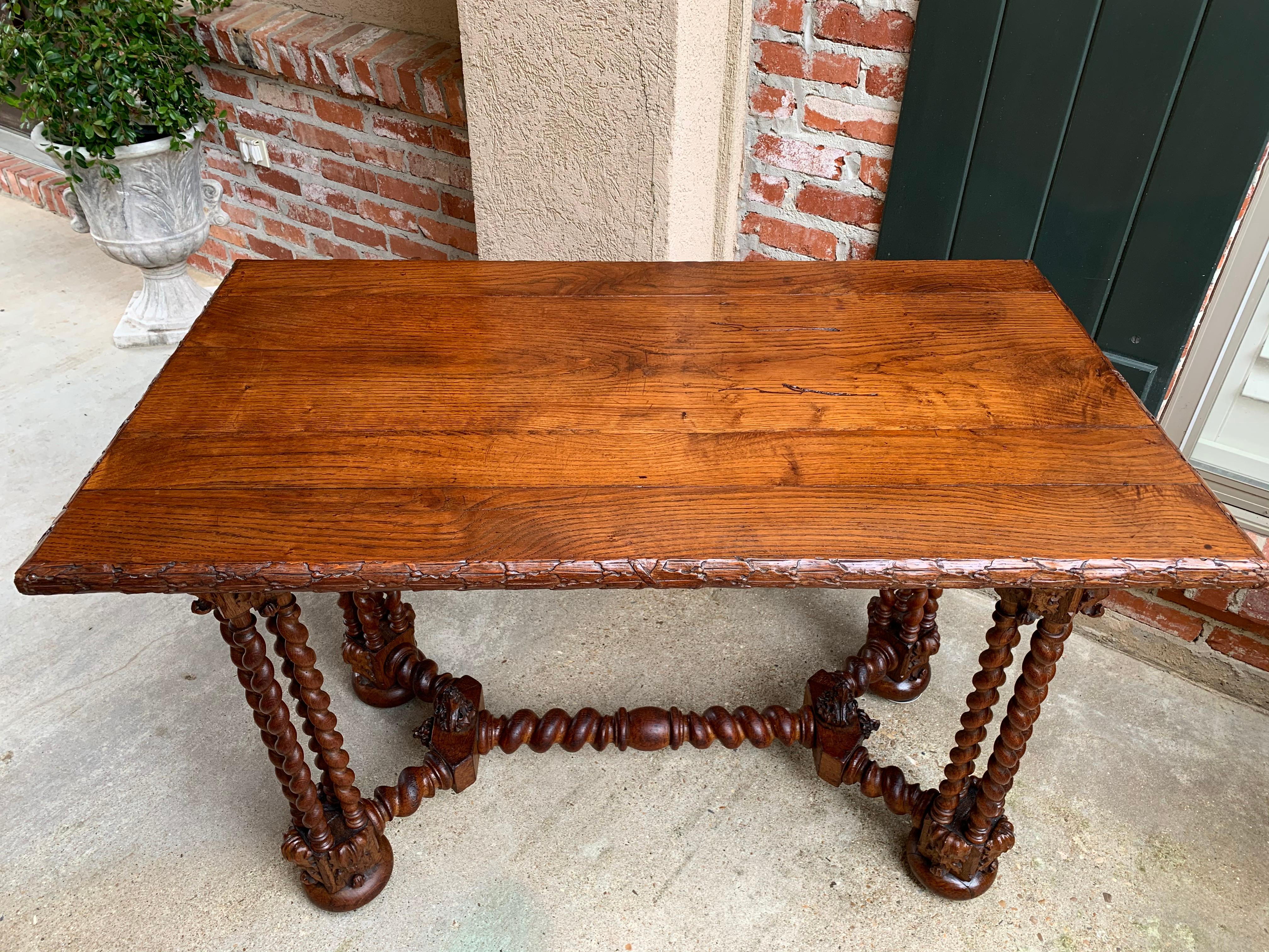 Late 19th Century 19th Century French Carved Oak Barley Twist Sofa Table Corinthian Renaissance For Sale