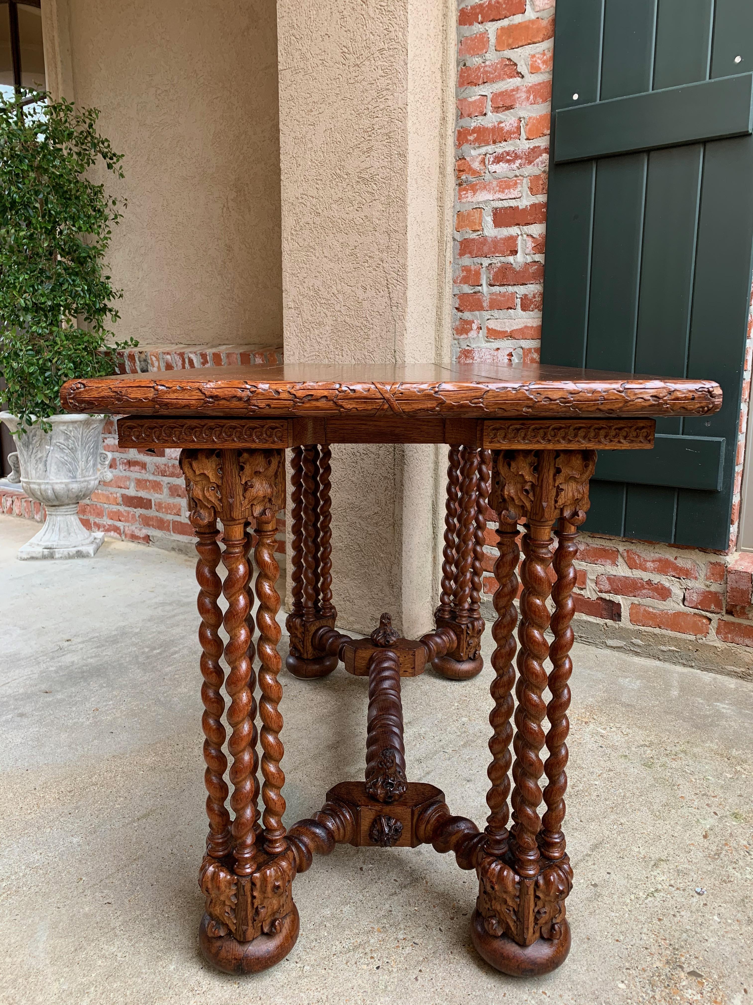 19th Century French Carved Oak Barley Twist Sofa Table Corinthian Renaissance For Sale 2