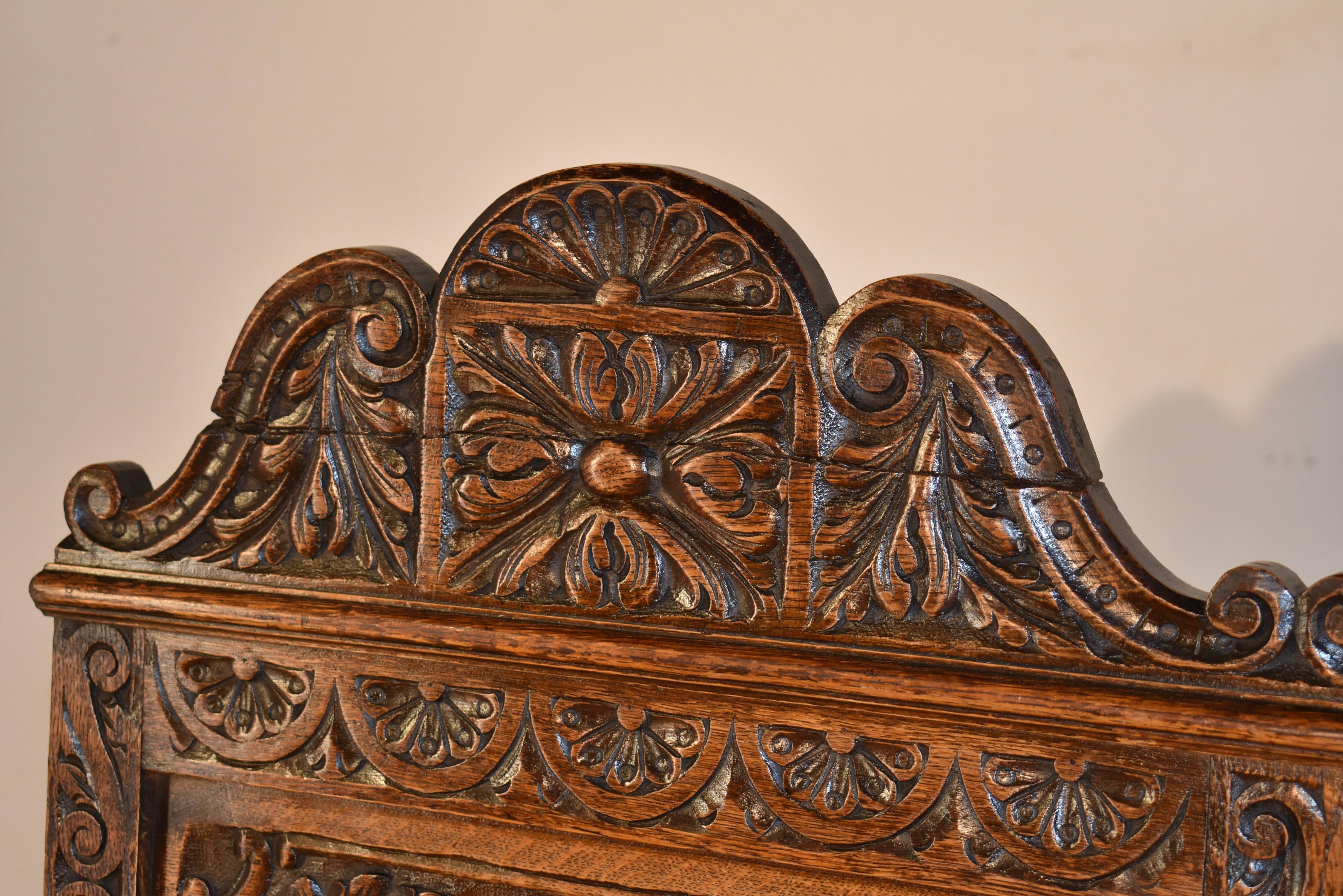 19th Century French Carved Oak Bench For Sale 7