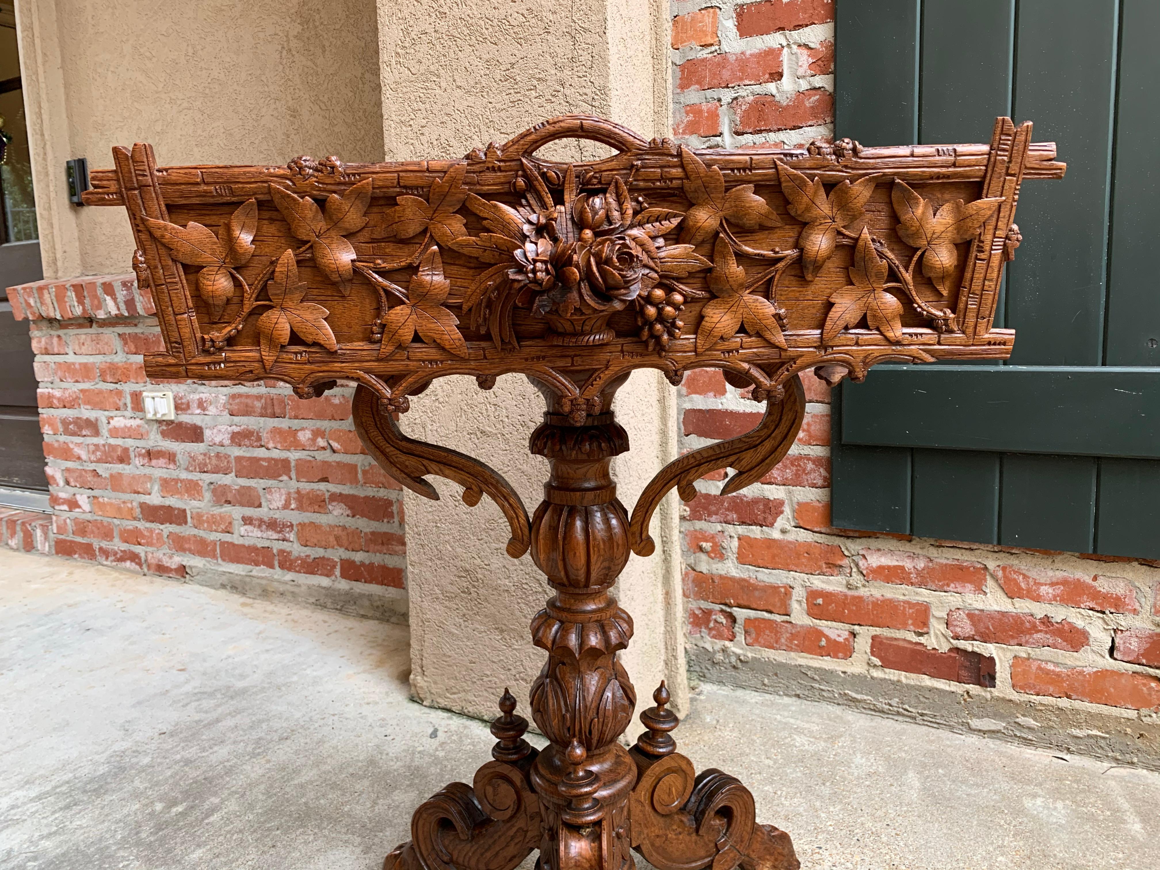 19th Century French Carved Oak Black Forest Plant Stand Jardinière Flower Box 1