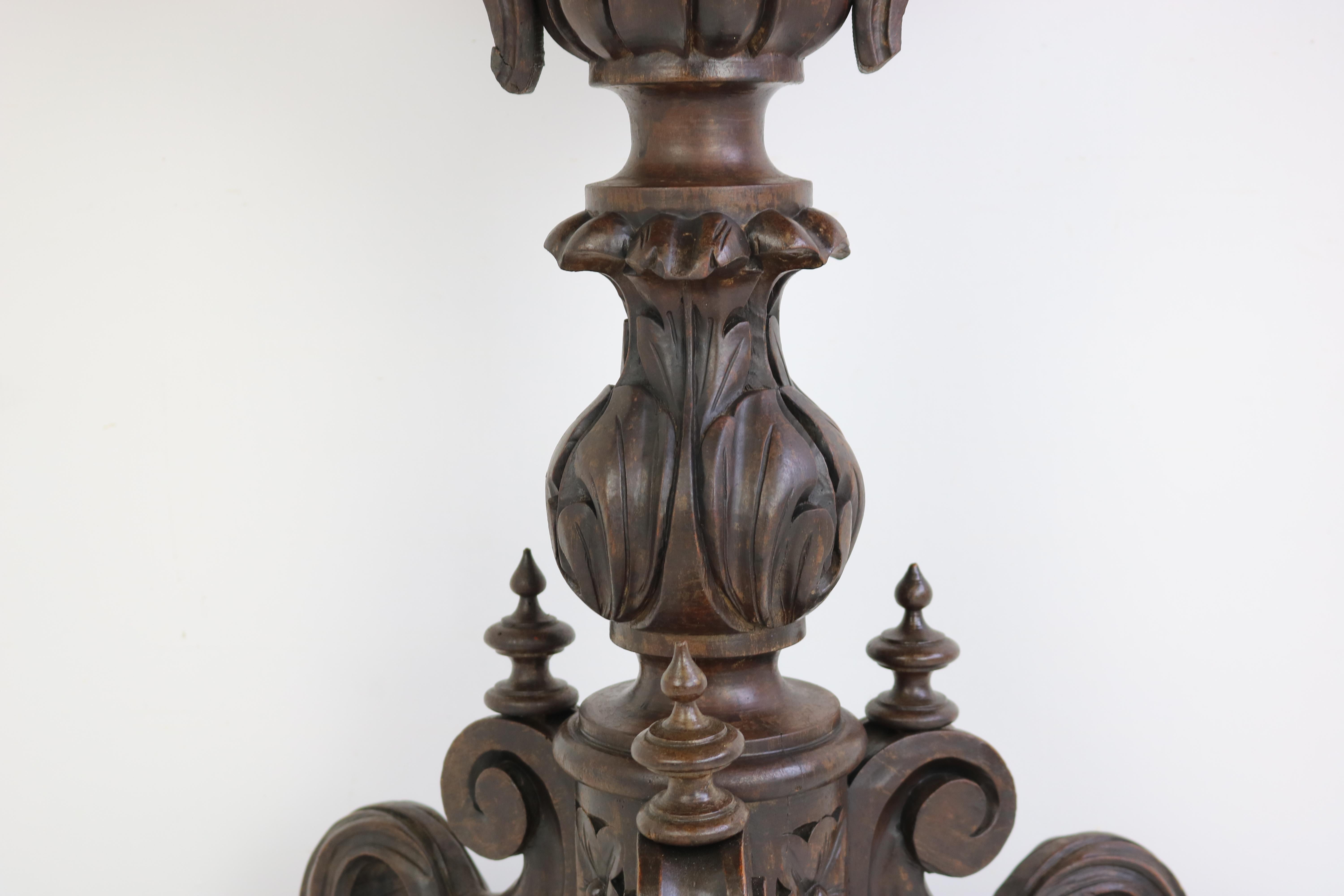 Fruitwood 19th Century French Carved Oak Black Forest Plant Stand Jardinière Flower Box For Sale