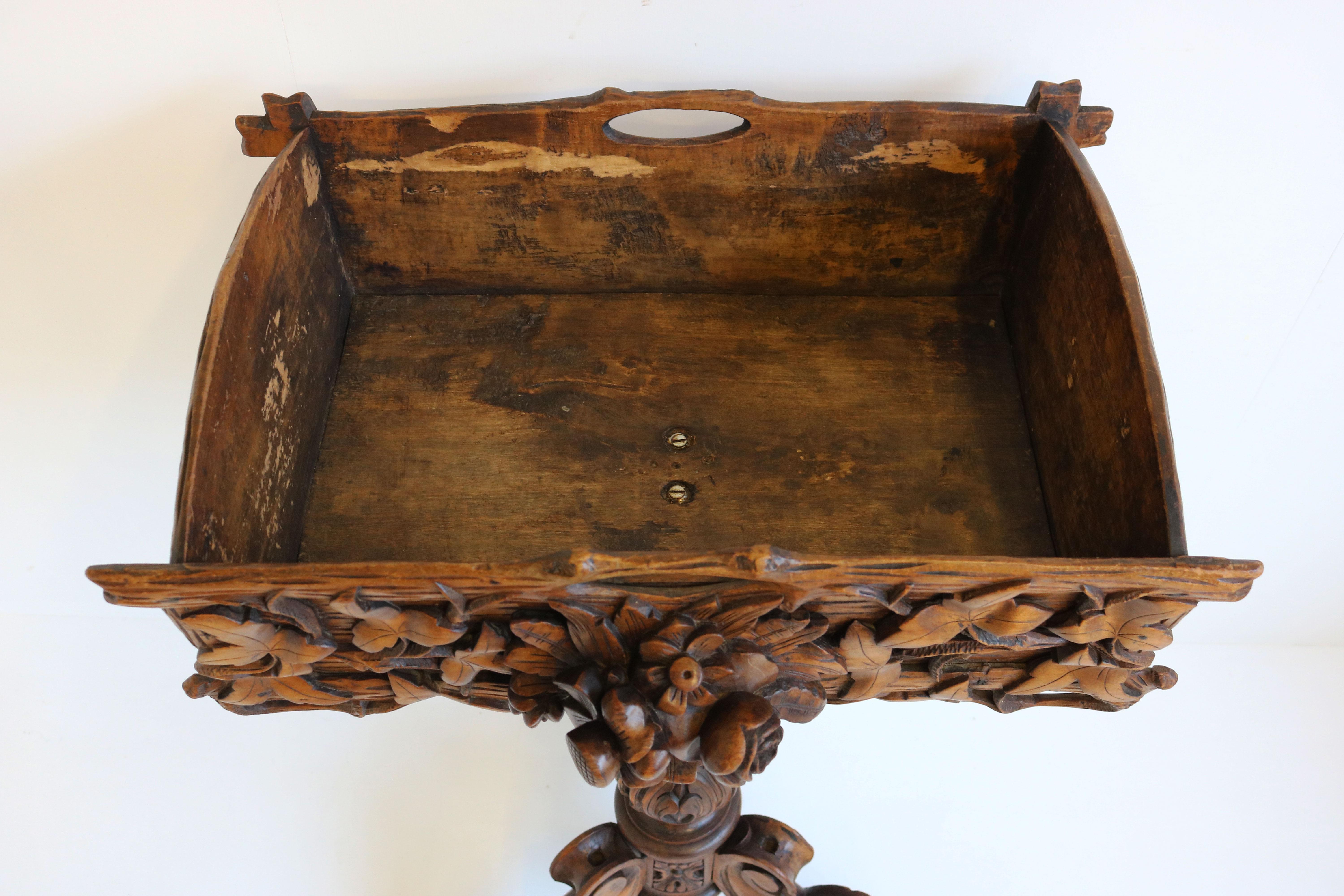 Late 19th Century 19th Century French Carved Oak Black Forest Plant Stand Jardinière Flower Box For Sale