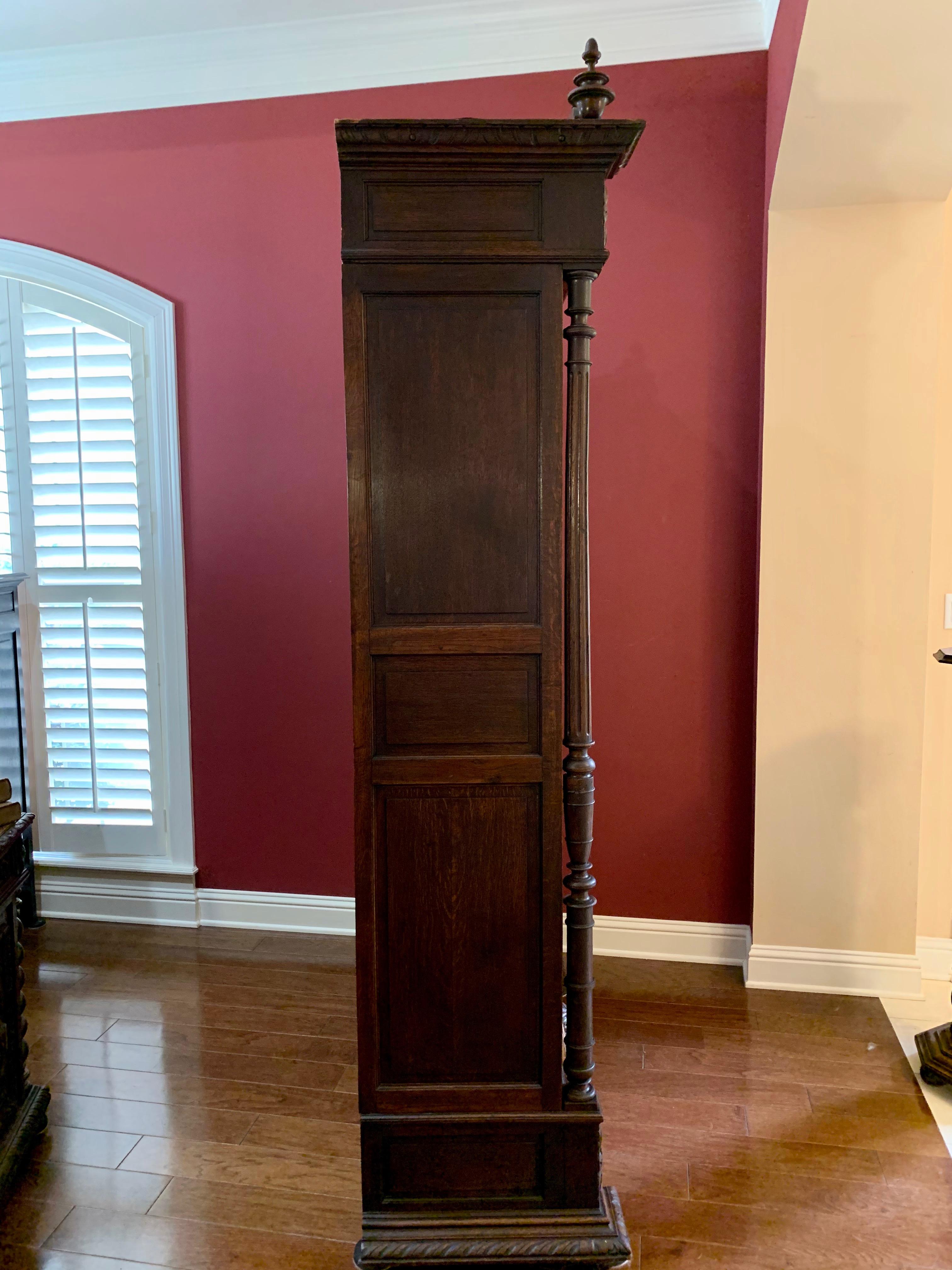 19th Century French Carved Oak Bookcase Cabinet Glass Door Music Renaissance 4
