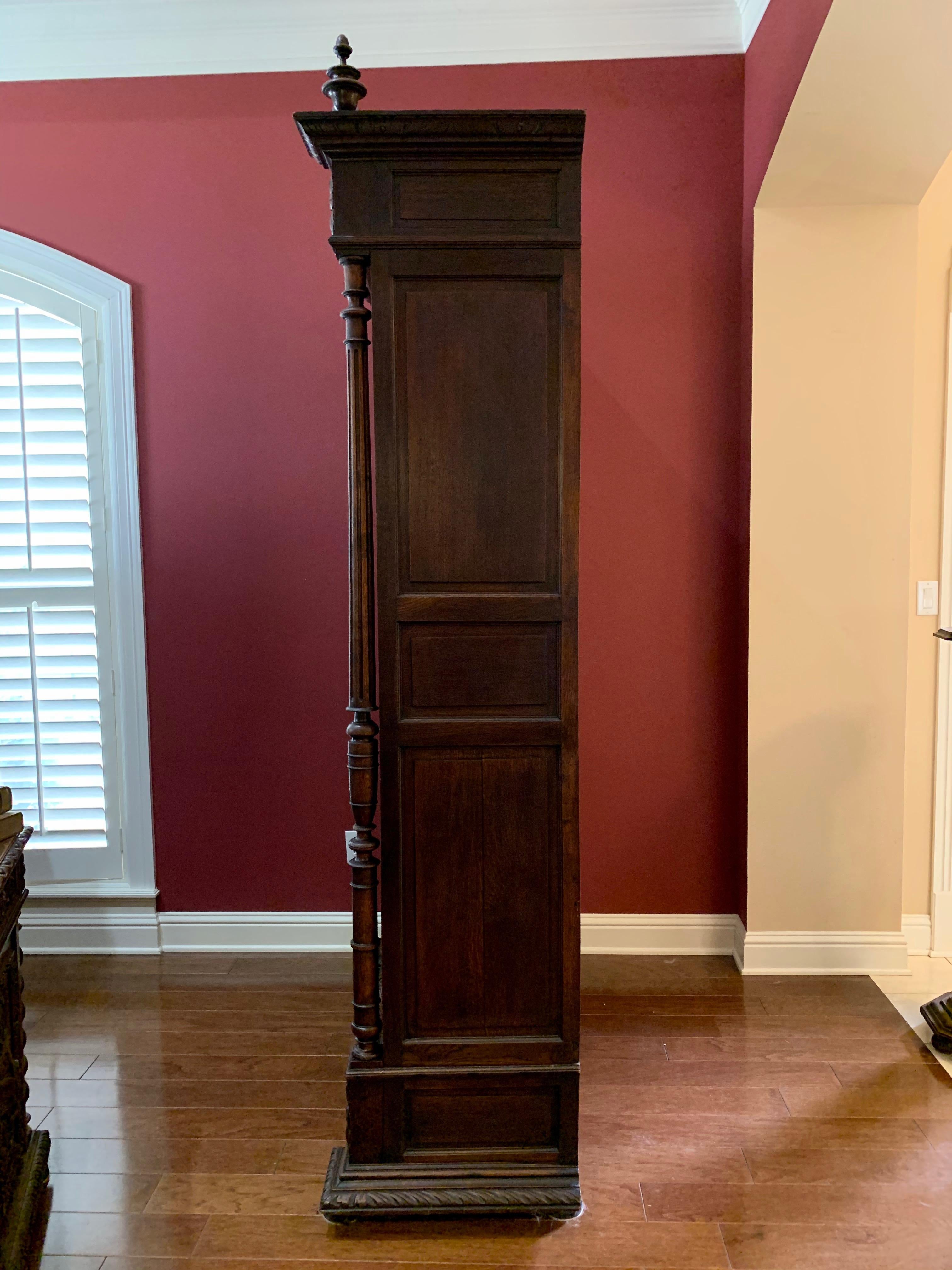 19th Century French Carved Oak Bookcase Cabinet Glass Door Music Renaissance 5