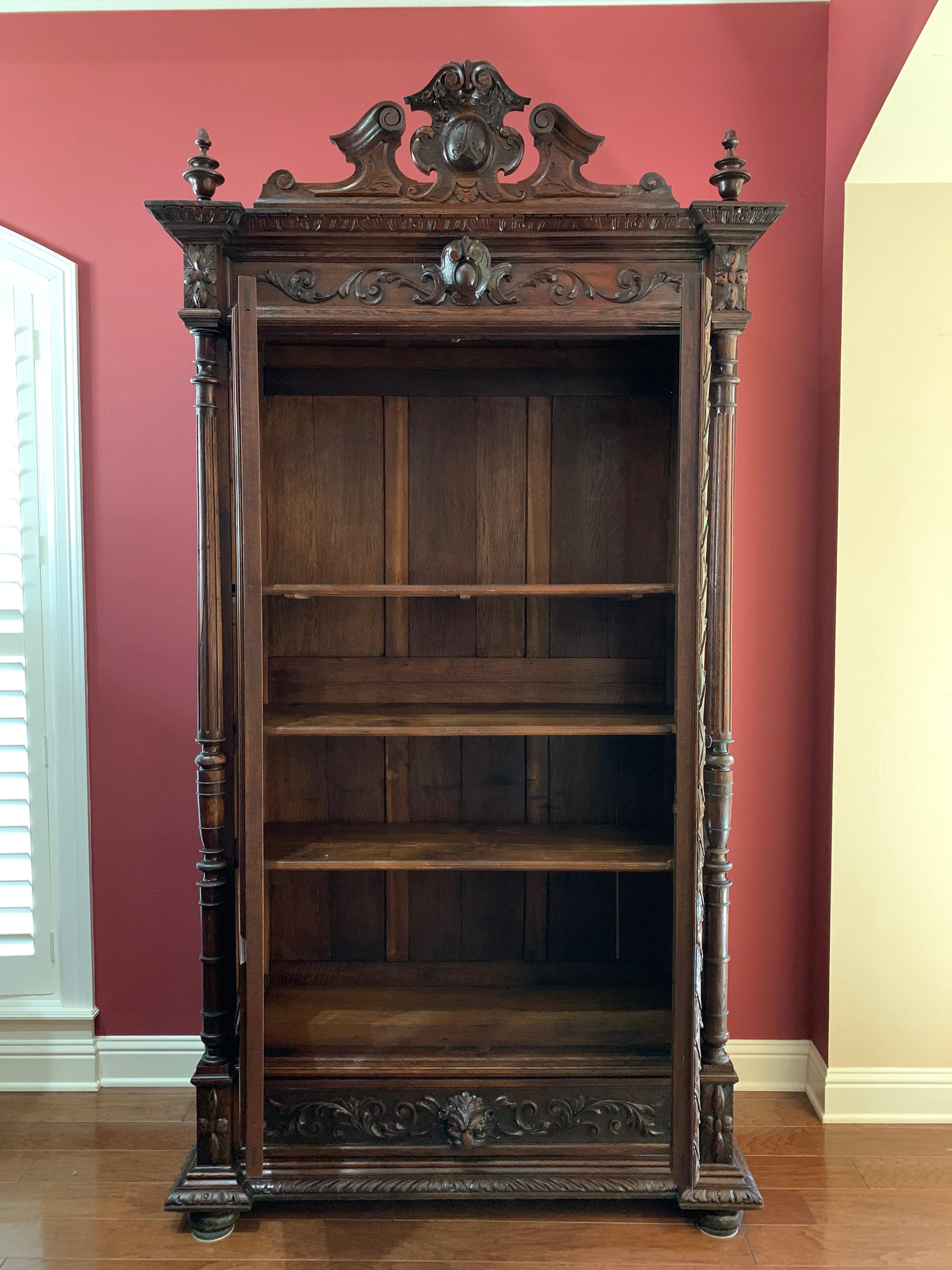 antique bookcase with doors