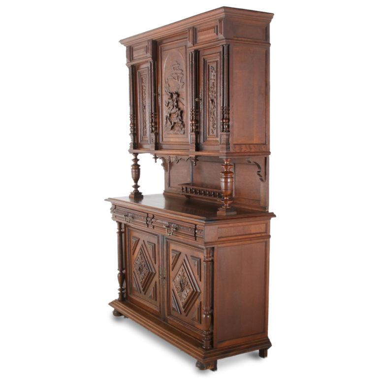 Renaissance Revival 19th Century French Carved Oak Buffet Hutch