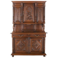 Used 19th Century French Carved Oak Buffet Hutch