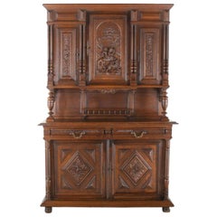 19th Century French Carved Oak Buffet Hutch