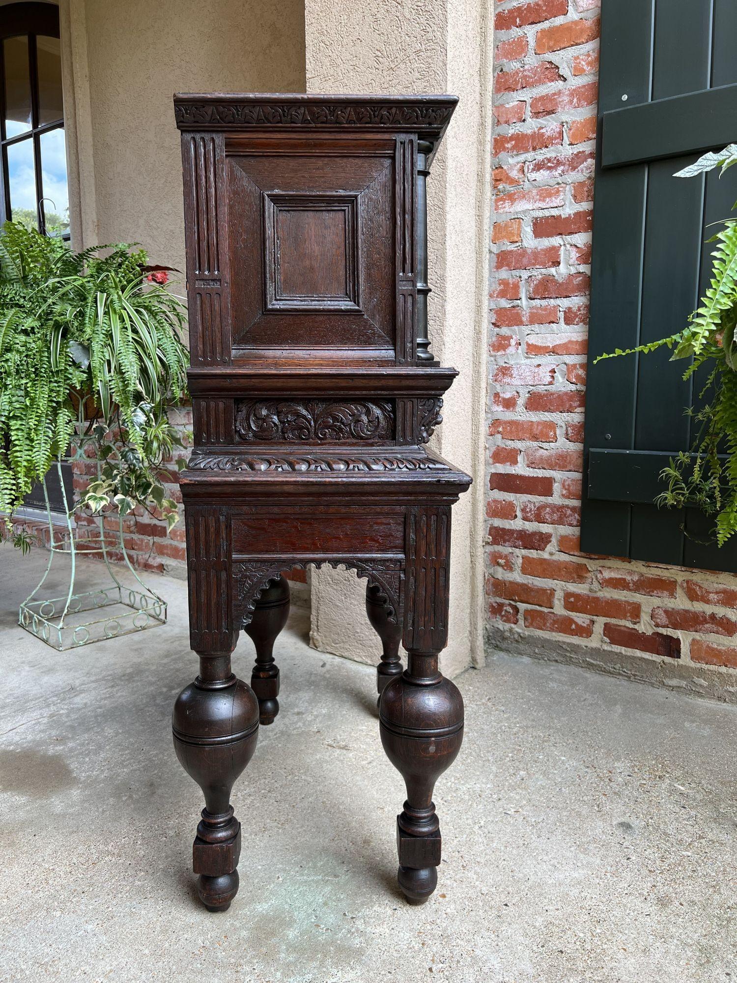 Antique French Carved Oak Cabinet Vestry Altar Wine Renaissance c1860 For Sale 12
