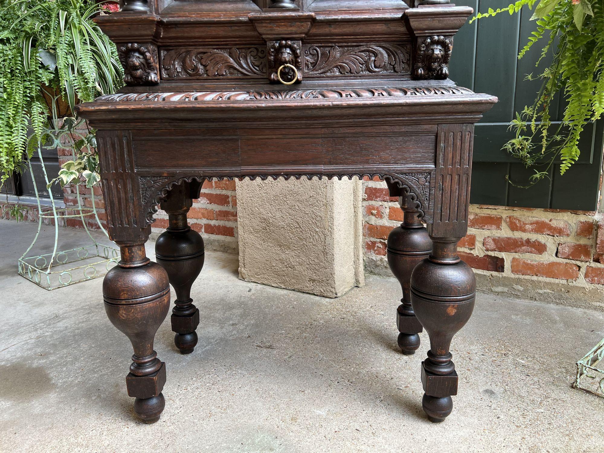 Antique French Carved Oak Cabinet Vestry Altar Wine Renaissance c1860 For Sale 1
