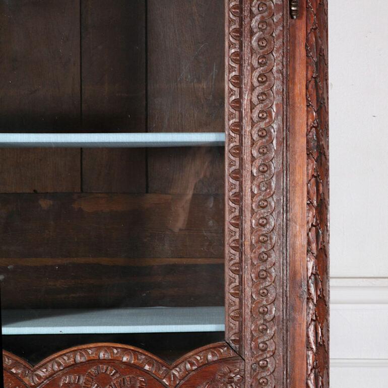 19th Century, French, Carved Oak Cabinet Vitrine Bookcase 3