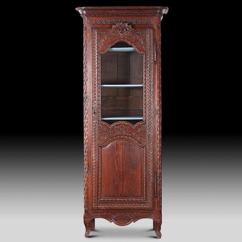 19th Century, French, Carved Oak Cabinet Vitrine Bookcase 4