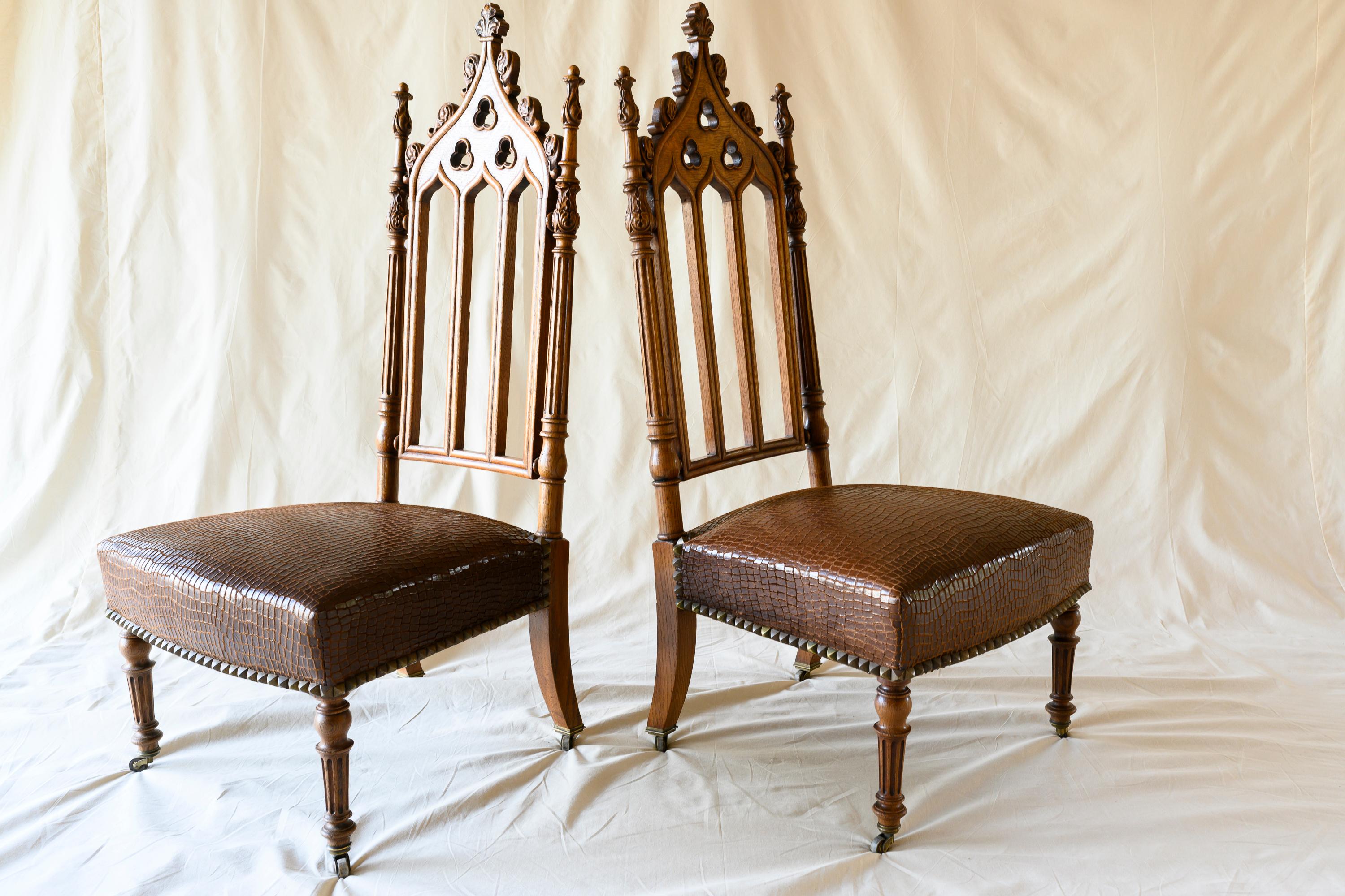 Pair of 19th century carved oak 