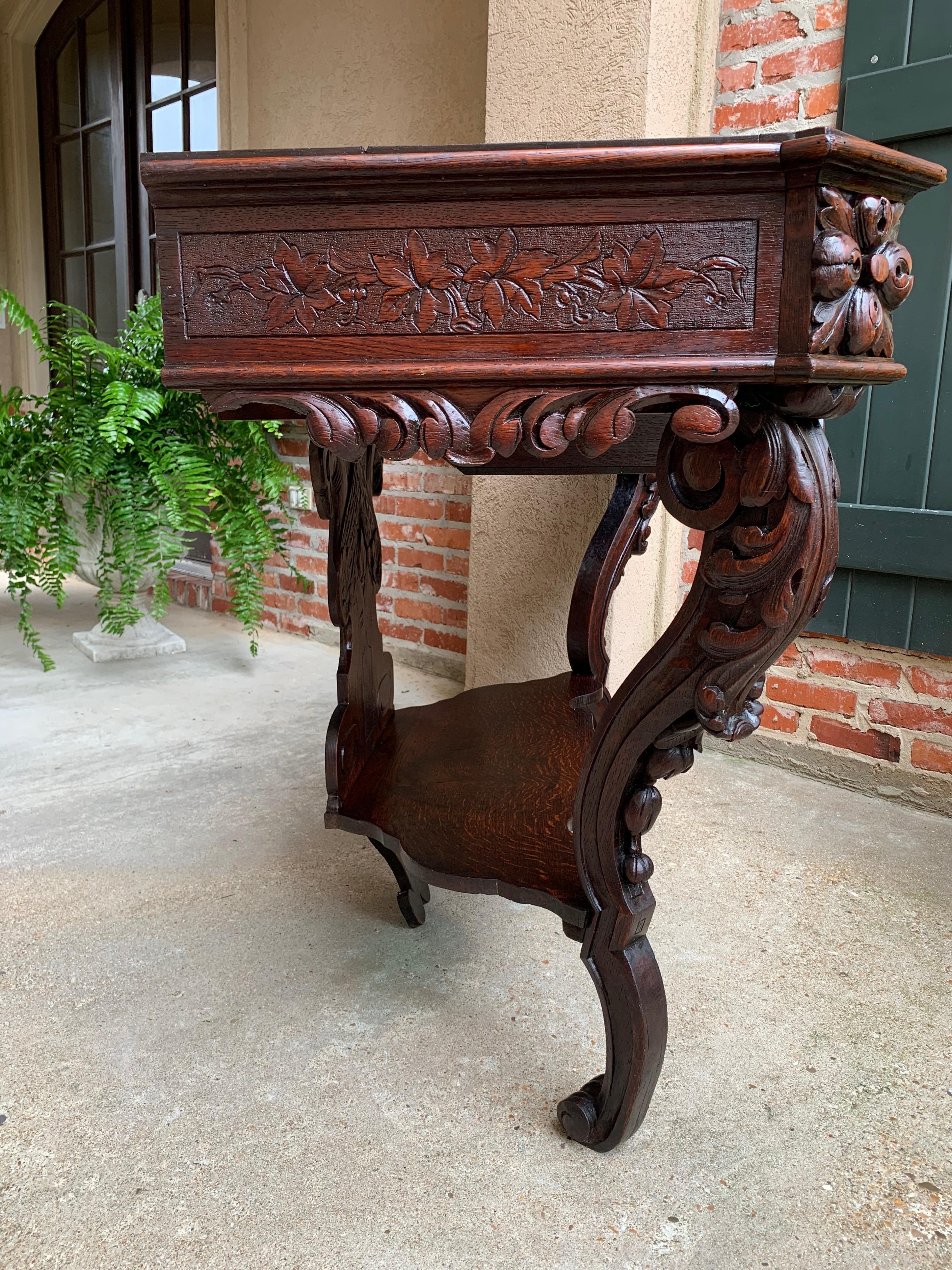 19th century French Carved Oak Console Sofa Foyer Table Sideboard Black Forest For Sale 6