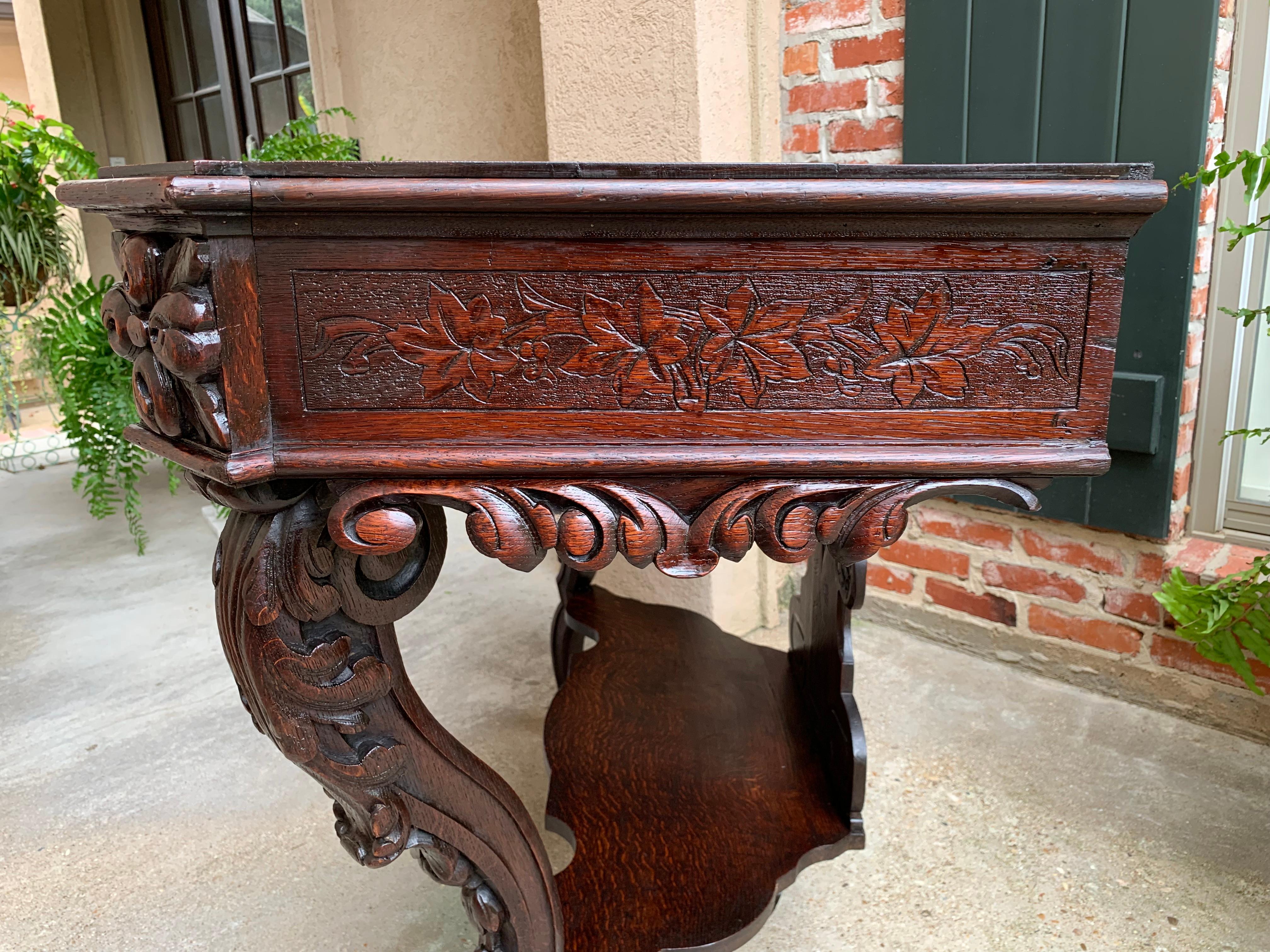 19th century French Carved Oak Console Sofa Foyer Table Sideboard Black Forest For Sale 13