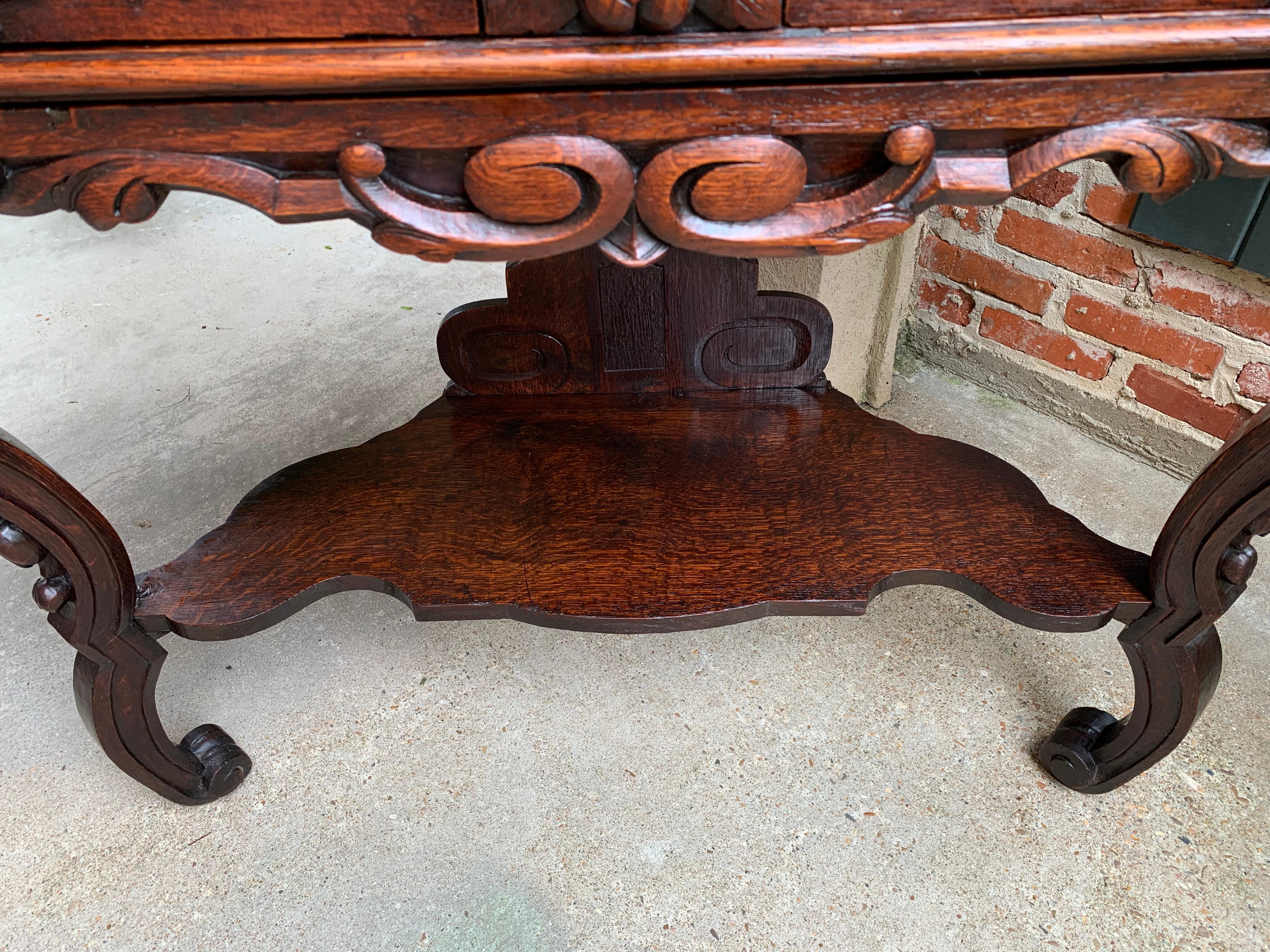 19th century French Carved Oak Console Sofa Foyer Table Sideboard Black Forest For Sale 15
