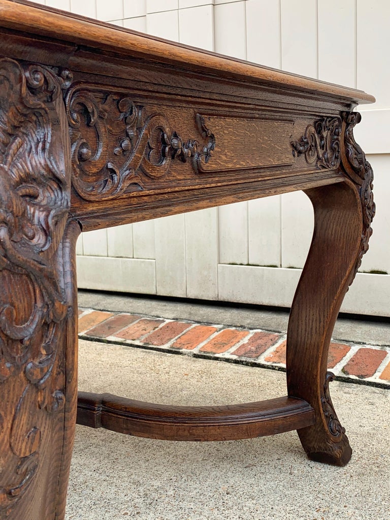 19th Century French Carved Oak Dining Conference Table Louis XIV