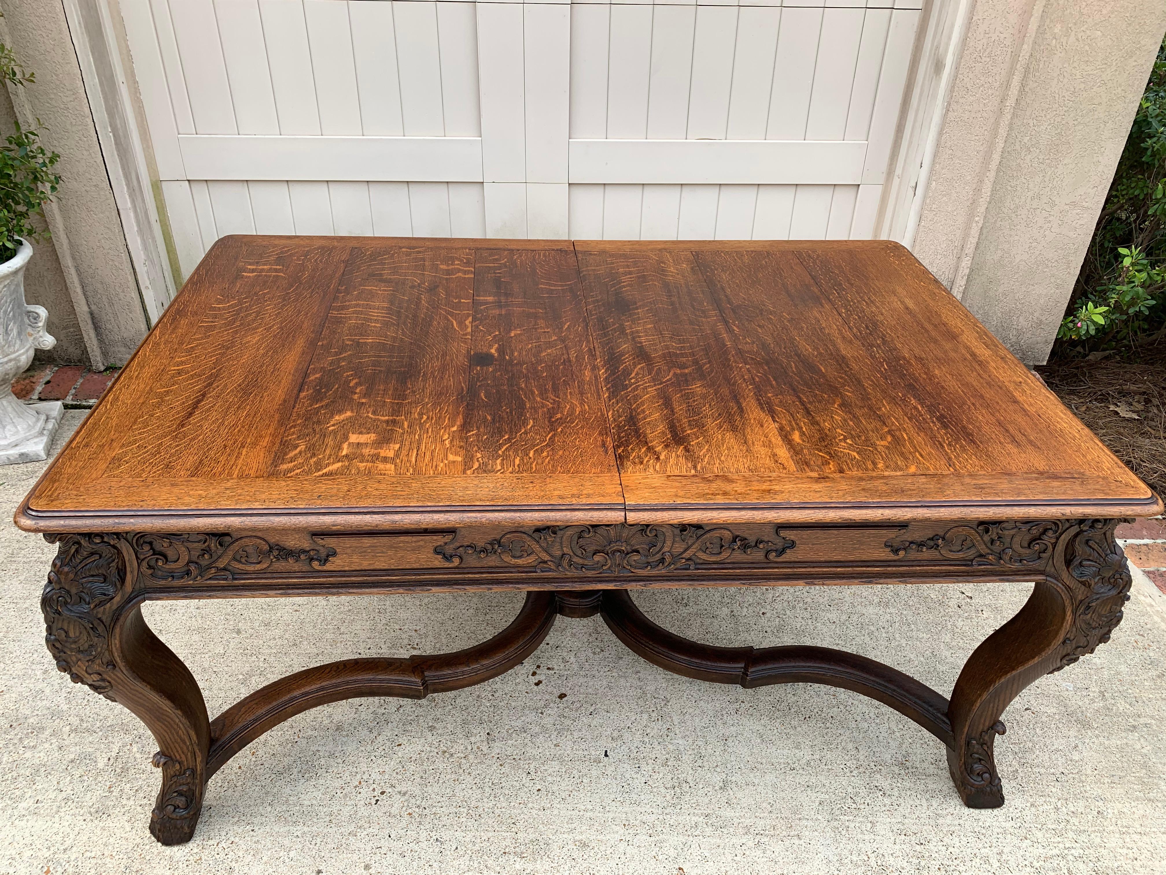 Hand-Carved 19th Century French Carved Oak Dining Conference Table Louis XIV Baroque Style