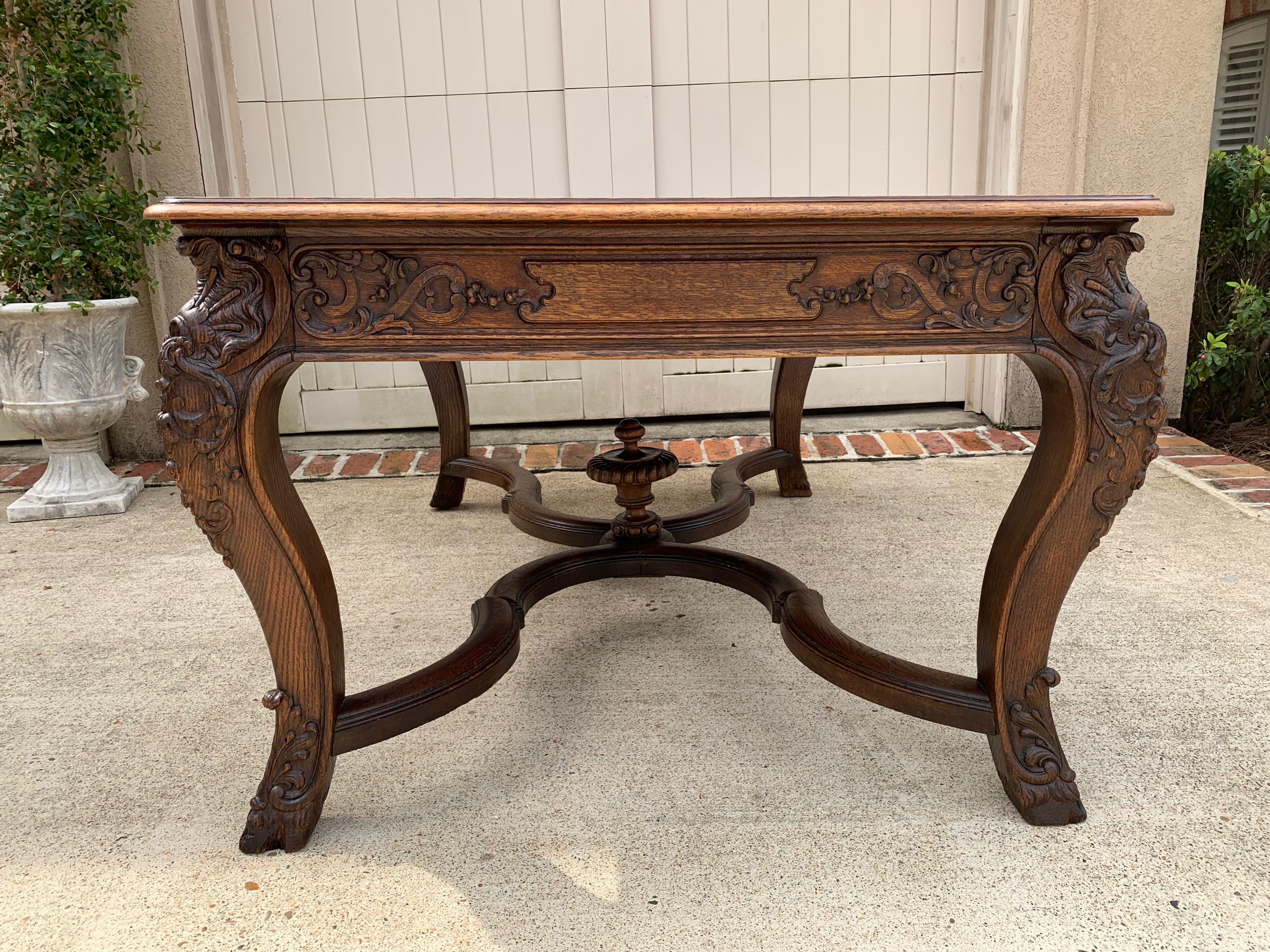 Late 19th Century 19th Century French Carved Oak Dining Conference Table Louis XIV Baroque Style