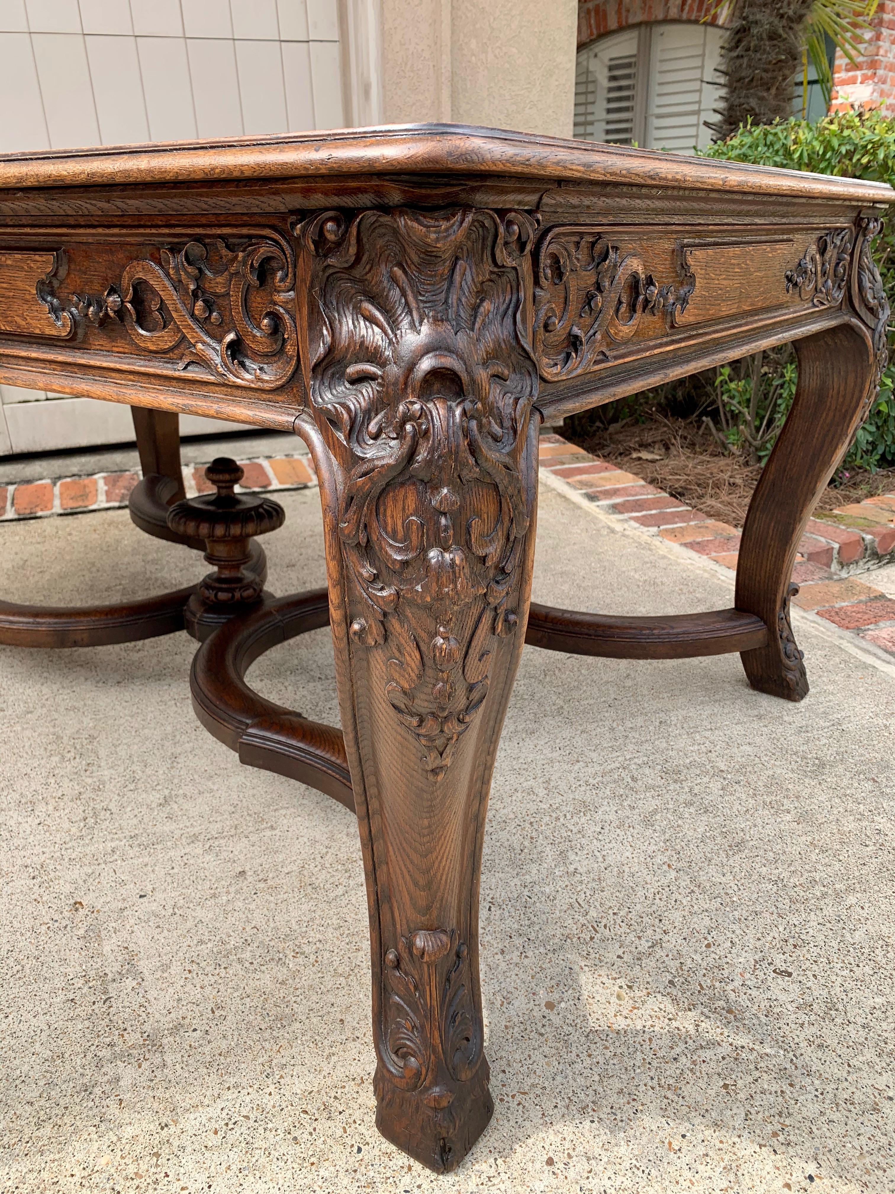19th Century French Carved Oak Dining Conference Table Louis XIV Baroque Style 2