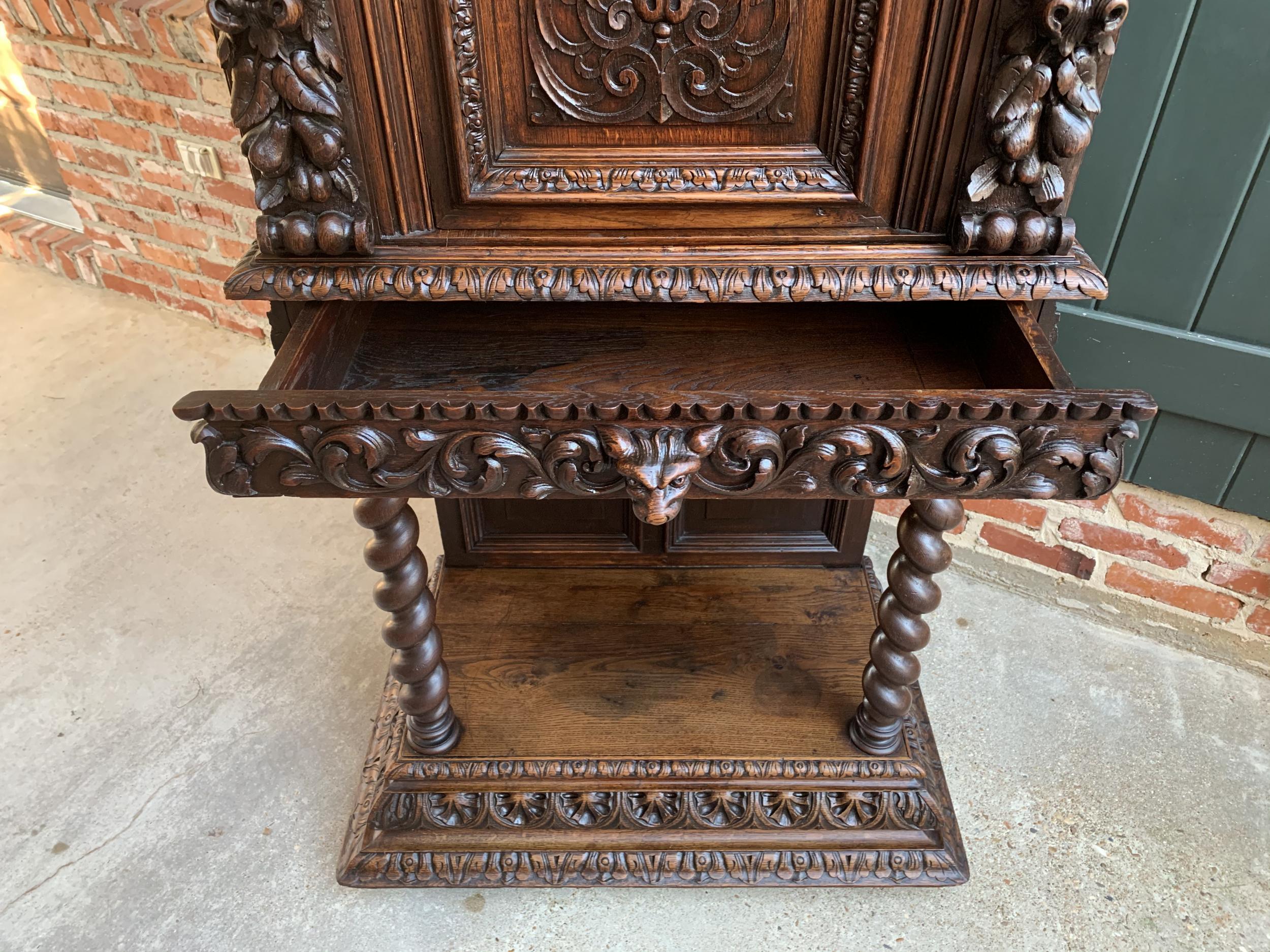 19th Century French Carved Oak Gothic Cabinet Sacristy Vestry Barley Twist 7
