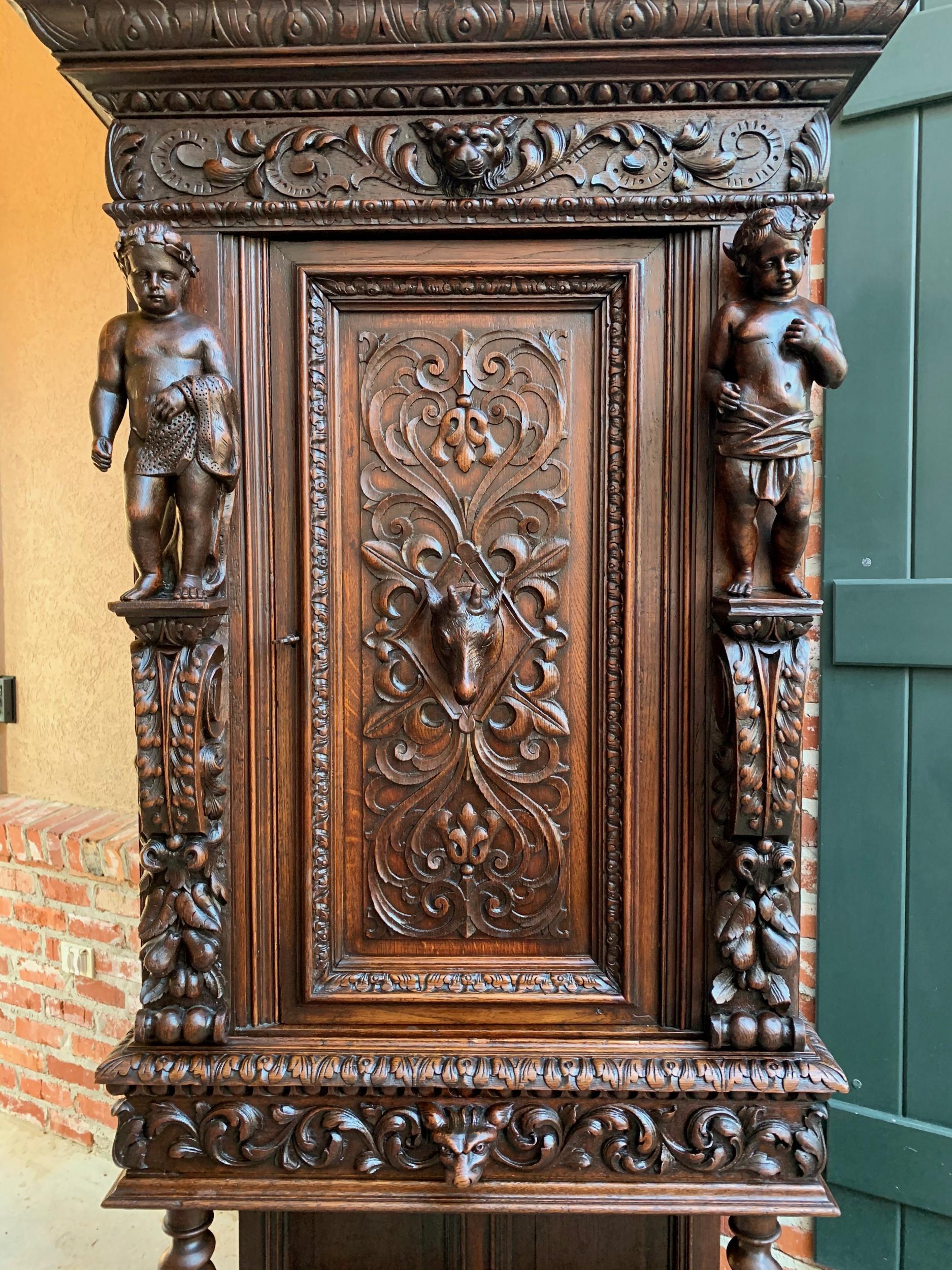 19th Century French Carved Oak Gothic Cabinet Sacristy Vestry Barley Twist 9