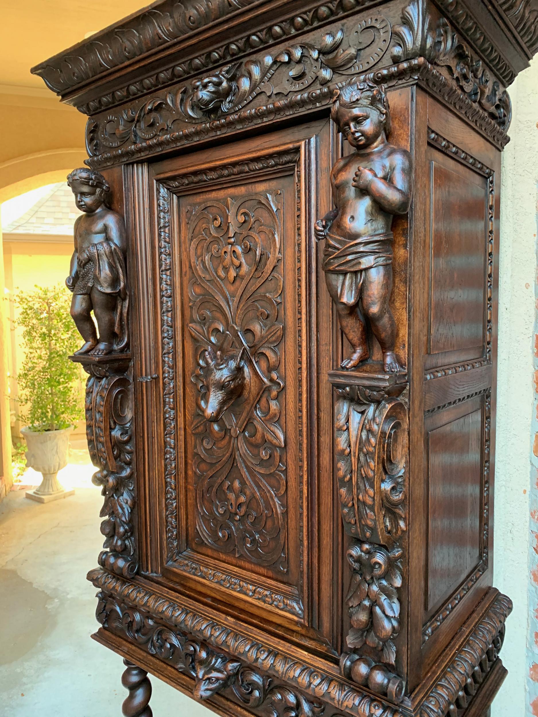 19th Century French Carved Oak Gothic Cabinet Sacristy Vestry Barley Twist 10