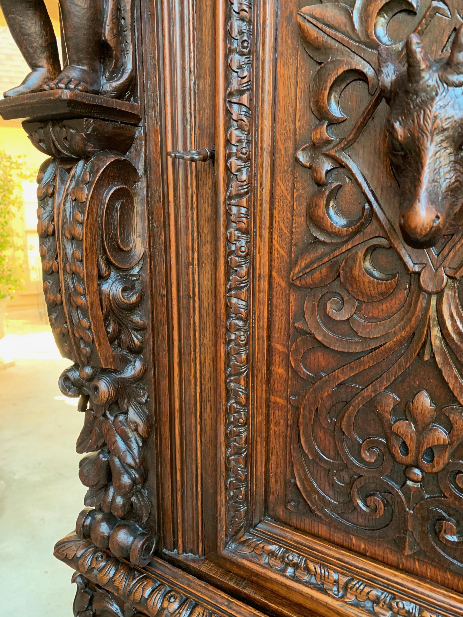 19th Century French Carved Oak Gothic Cabinet Sacristy Vestry Barley Twist 11
