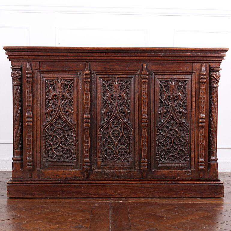 Gothic Revival 19th Century French Carved Oak Gothic Desk