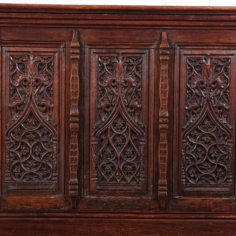19th Century French Carved Oak Gothic Desk For Sale 1