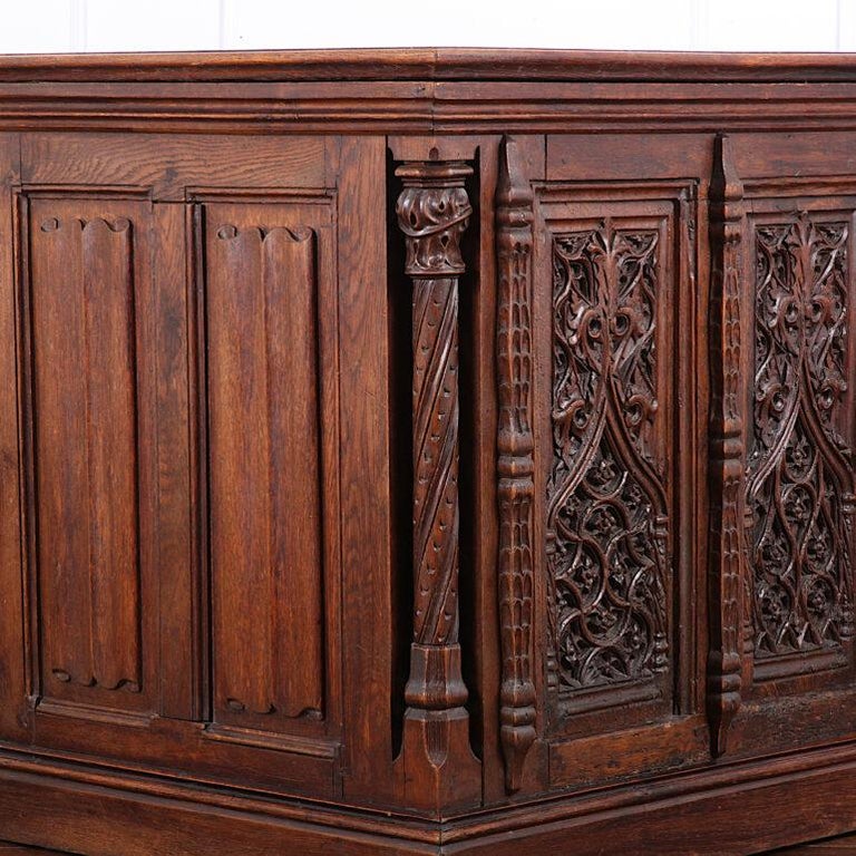 19th Century French Carved Oak Gothic Desk For Sale 2