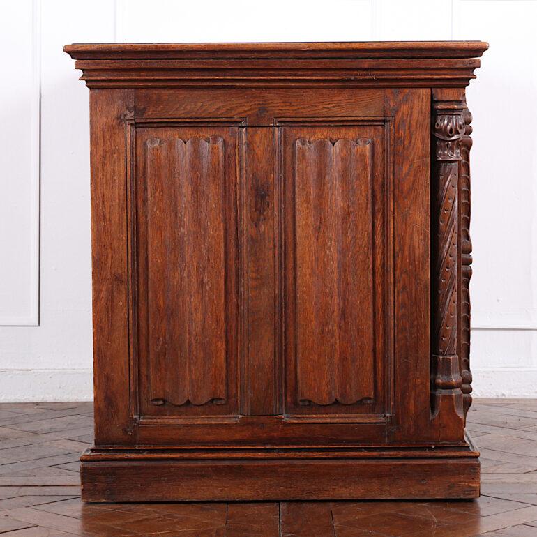 19th Century French Carved Oak Gothic Desk 3